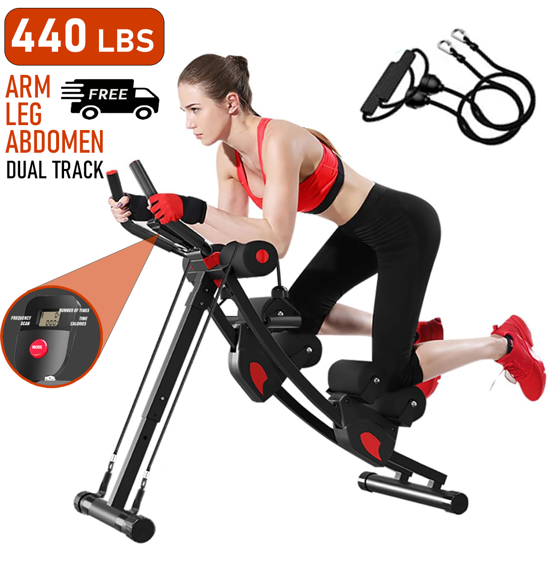 AB Workout Machine Abdominal Trainer Foldable Cruncher Strength Training 440LBS