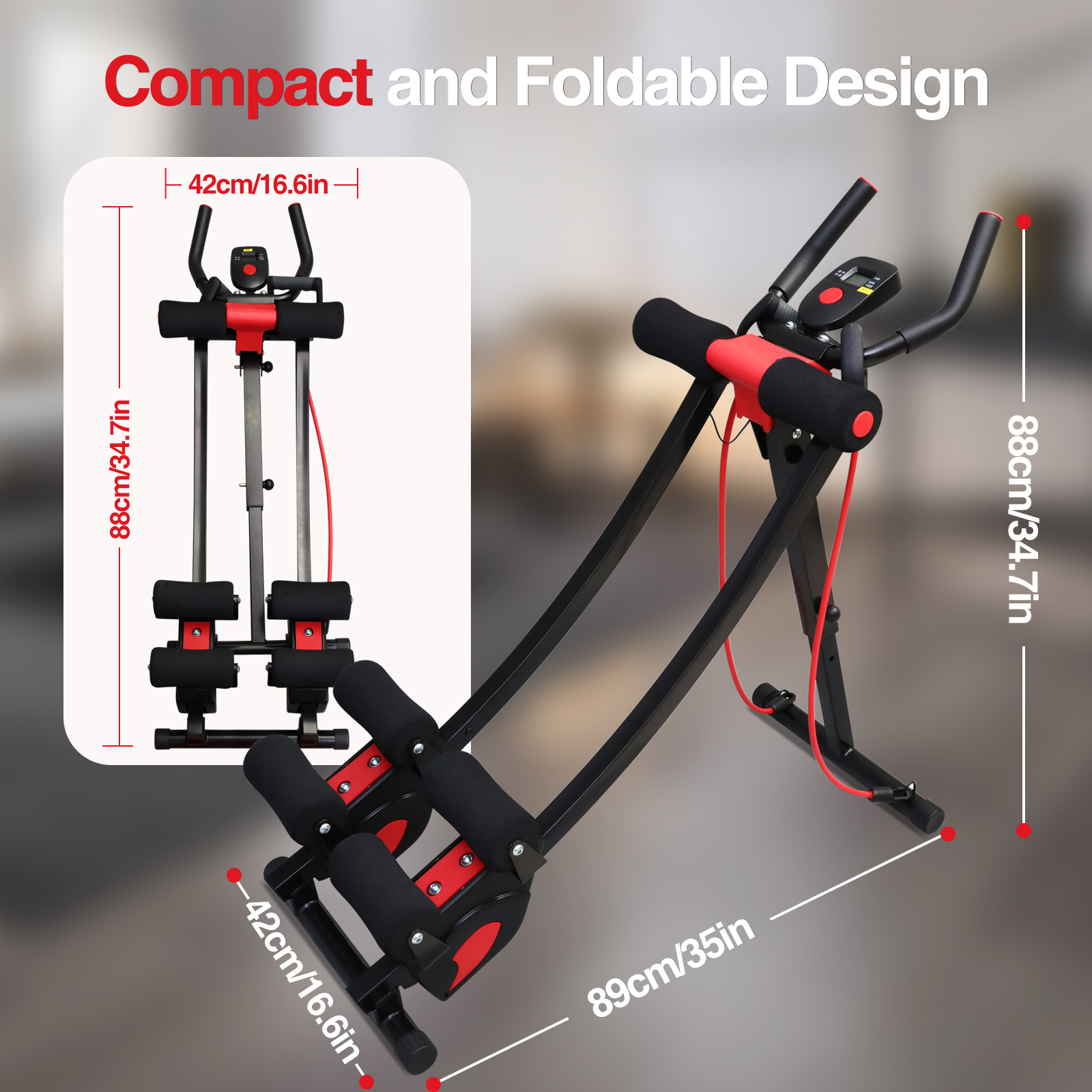 AB Workout Machine Abdominal Trainer Foldable Cruncher Strength Training 440LBS