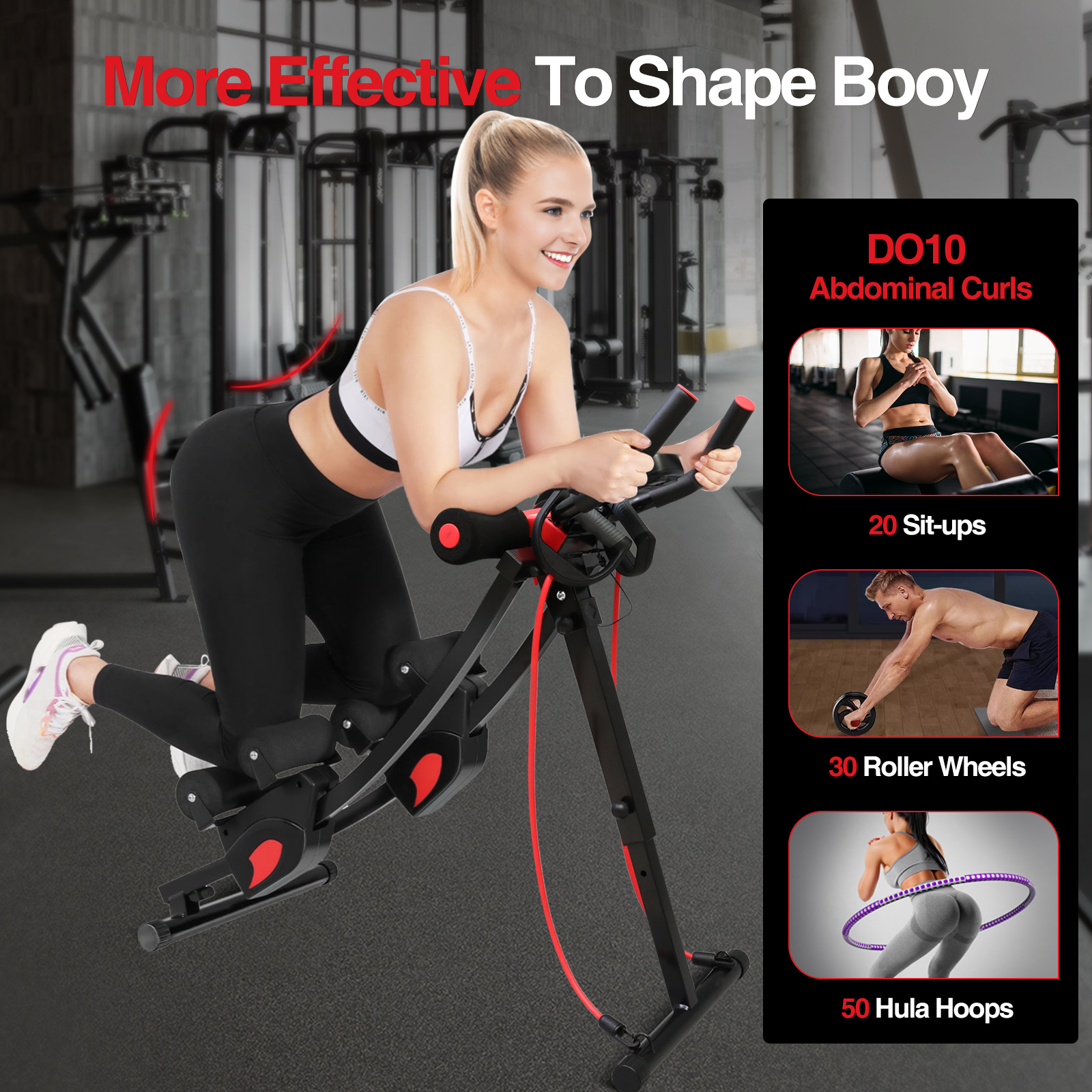 AB Workout Machine Abdominal Trainer Foldable Cruncher Strength Training 440LBS