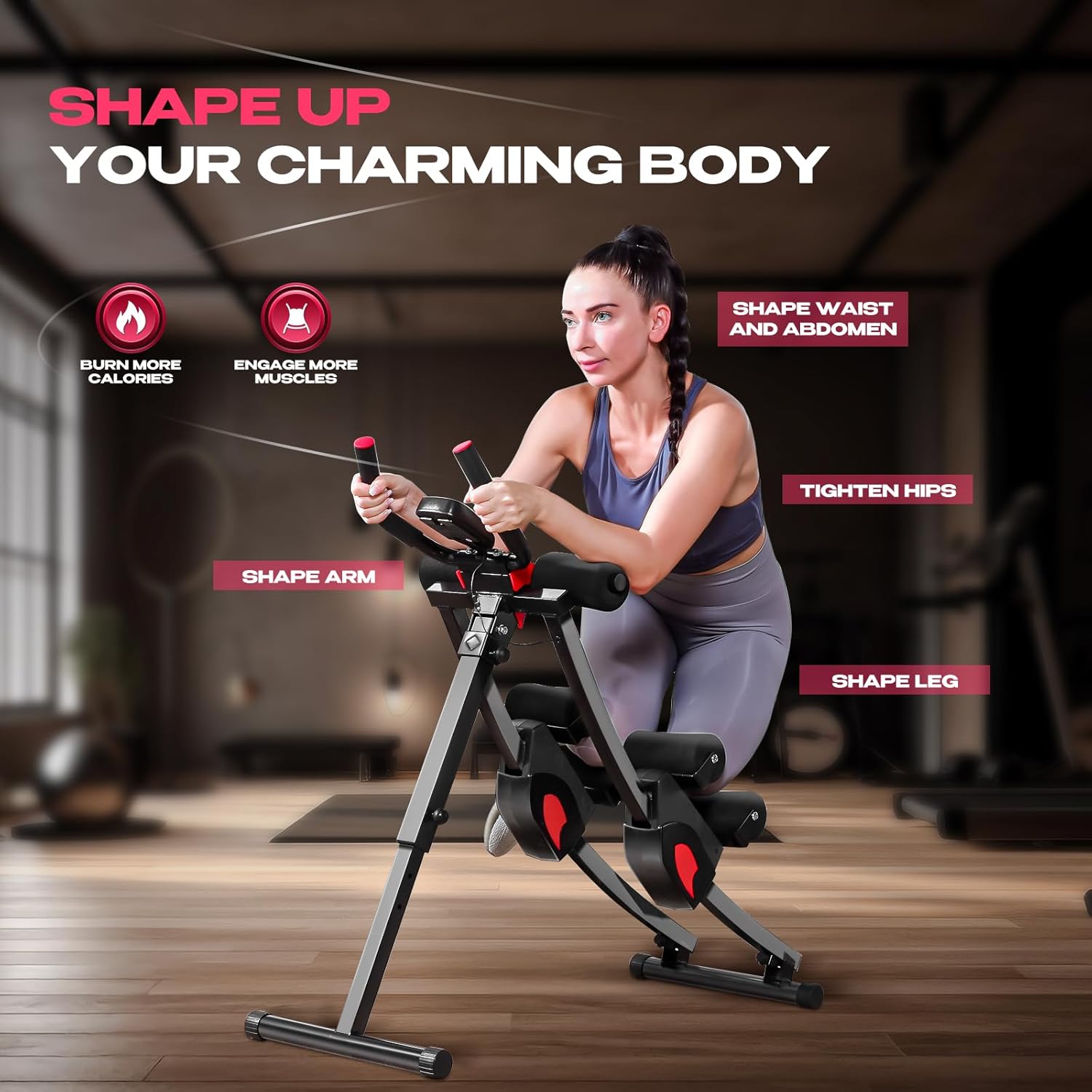 AB Workout Machine Abdominal Trainer Foldable Cruncher Strength Training 440LBS