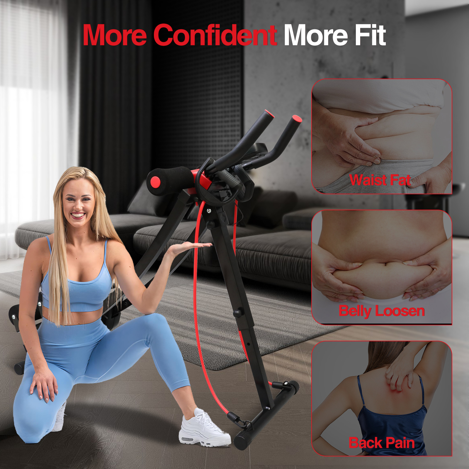 AB Workout Machine Abdominal Trainer Foldable Cruncher Strength Training 440LBS