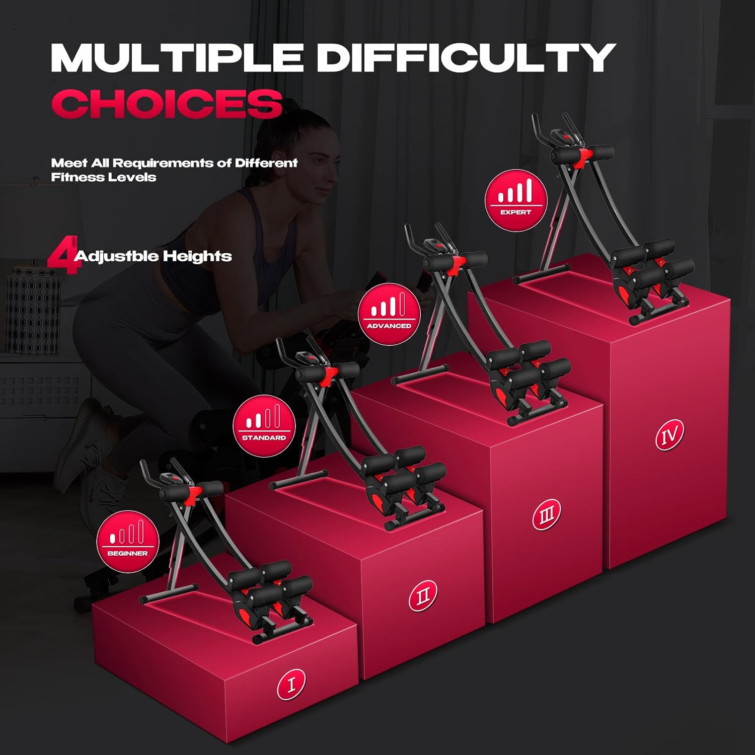 AB Workout Machine Abdominal Trainer Foldable Cruncher Strength Training 440LBS