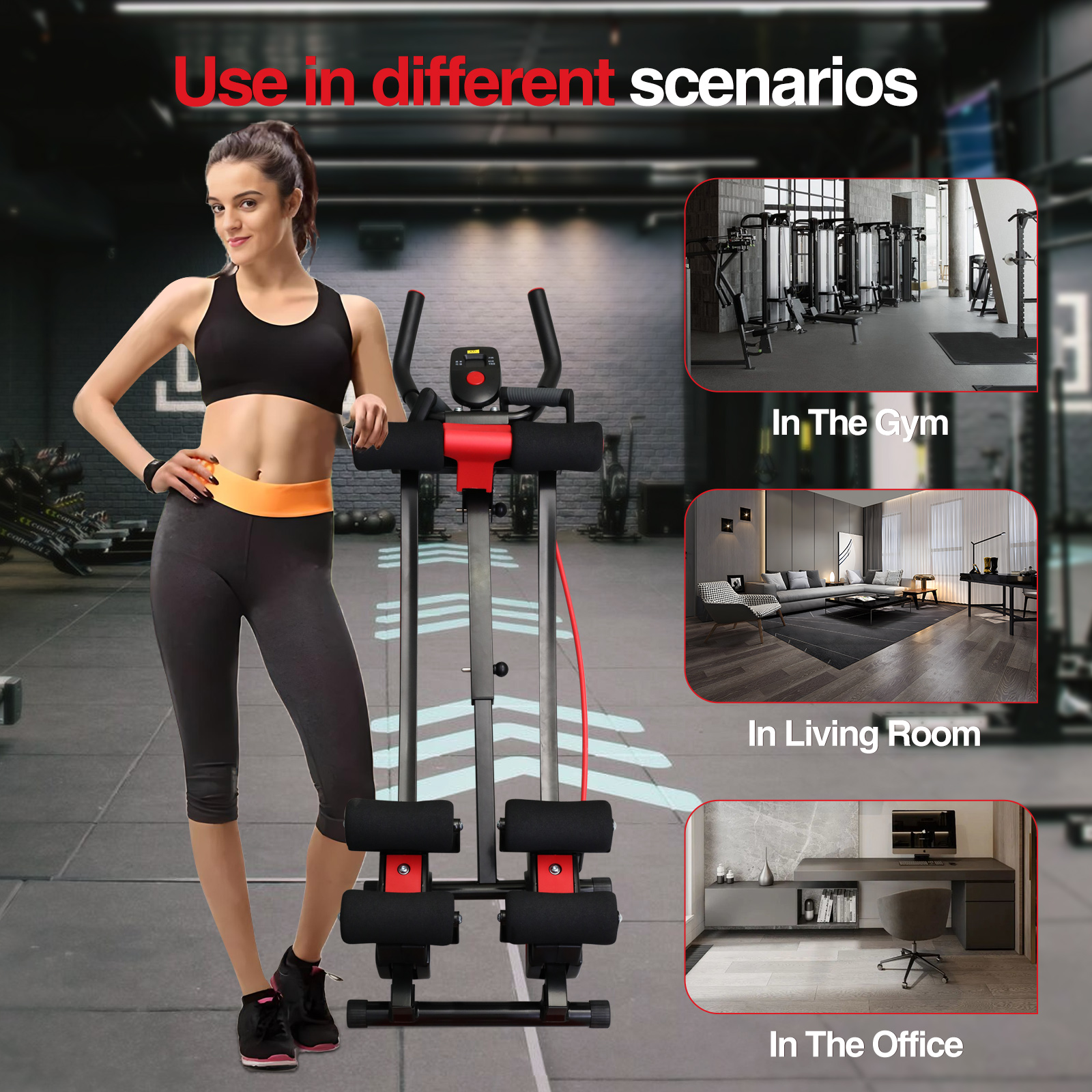 AB Workout Machine Abdominal Trainer Foldable Cruncher Strength Training 440LBS