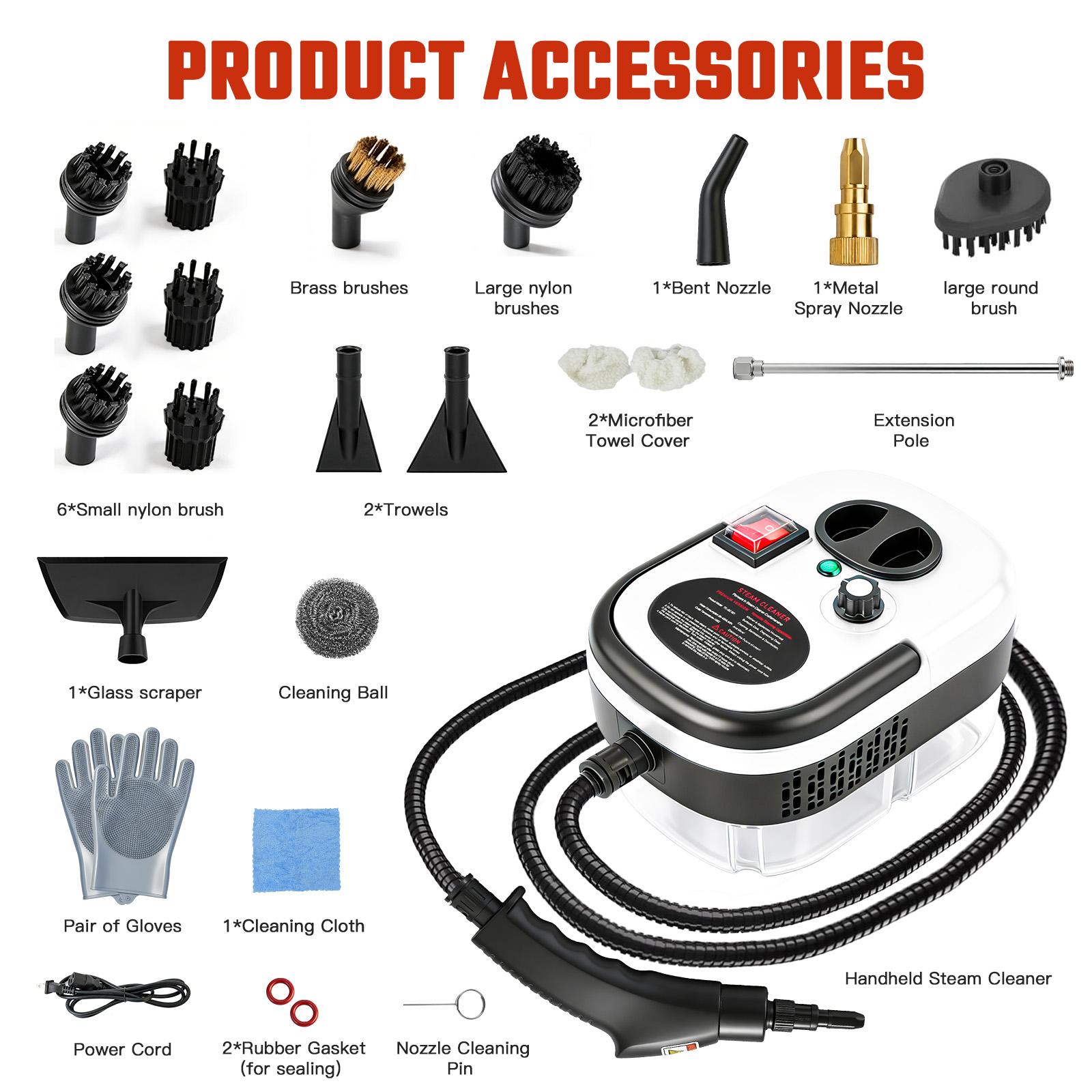 2500W Handheld High Temp Steam Cleaner High Pressure Household