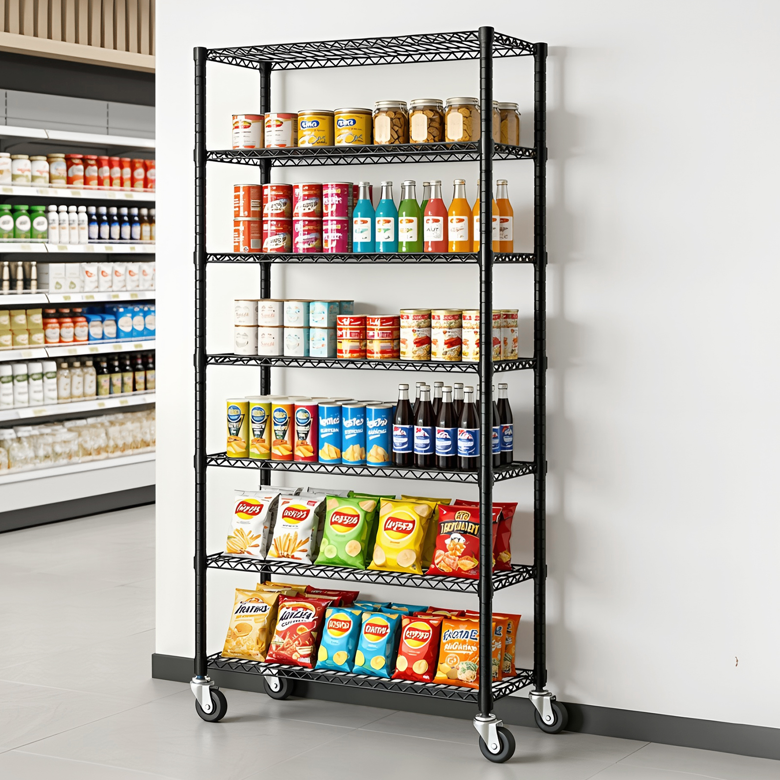 Space-Saving Storage Rack Metal Shelving Unit Wire Organizer Adjustable Height