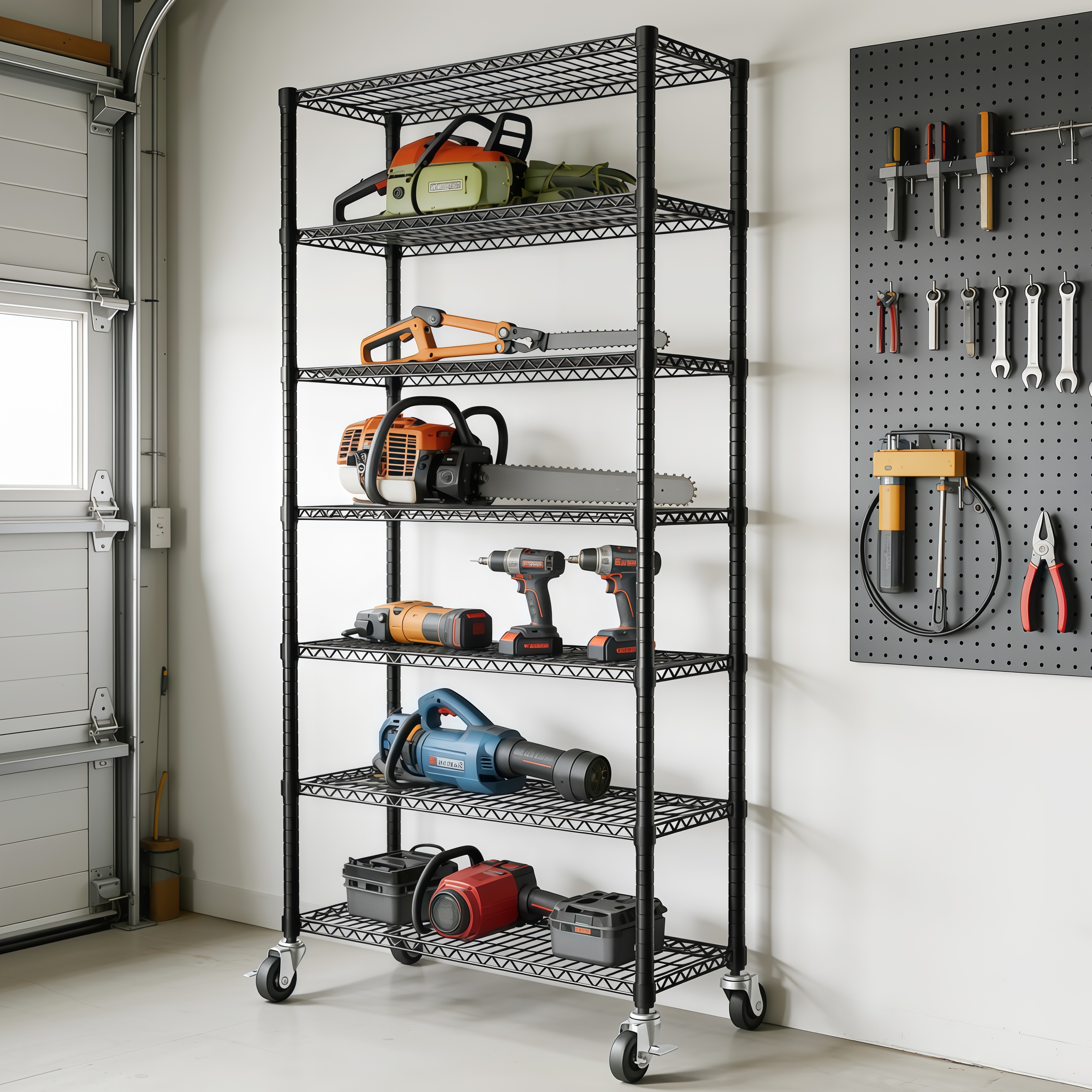 Space-Saving Storage Rack Metal Shelving Unit Wire Organizer Adjustable Height