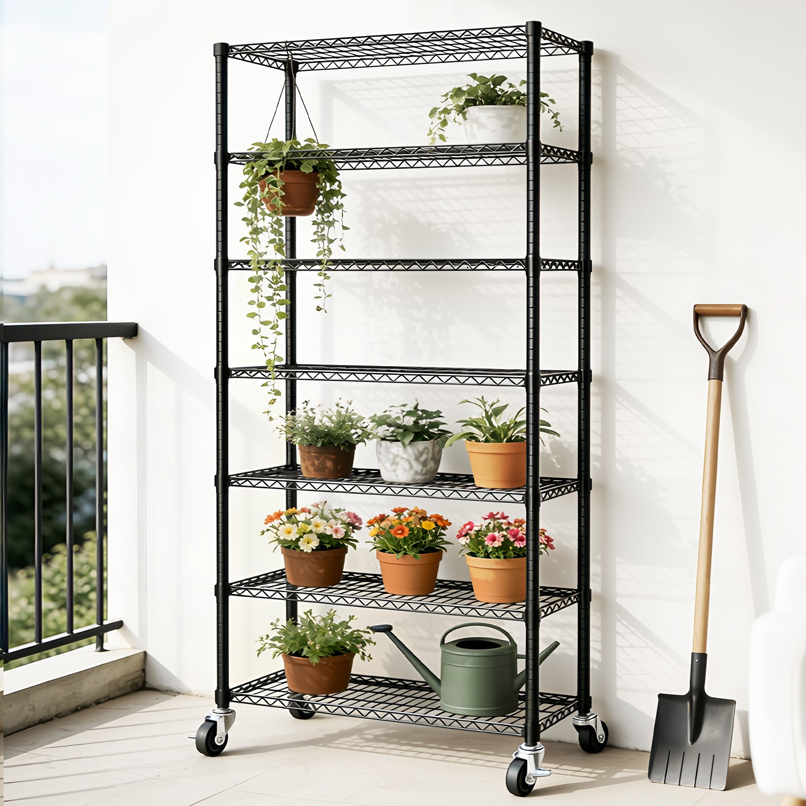 Space-Saving Storage Rack Metal Shelving Unit Wire Organizer Adjustable Height