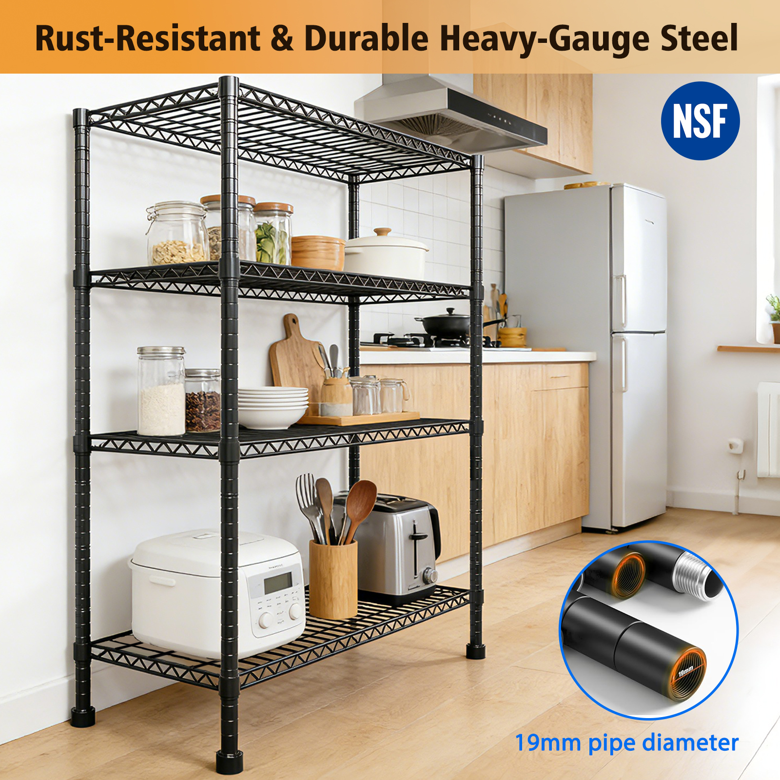 Space-Saving Storage Rack Metal Shelving Unit Adjustable Height Wire Organizer