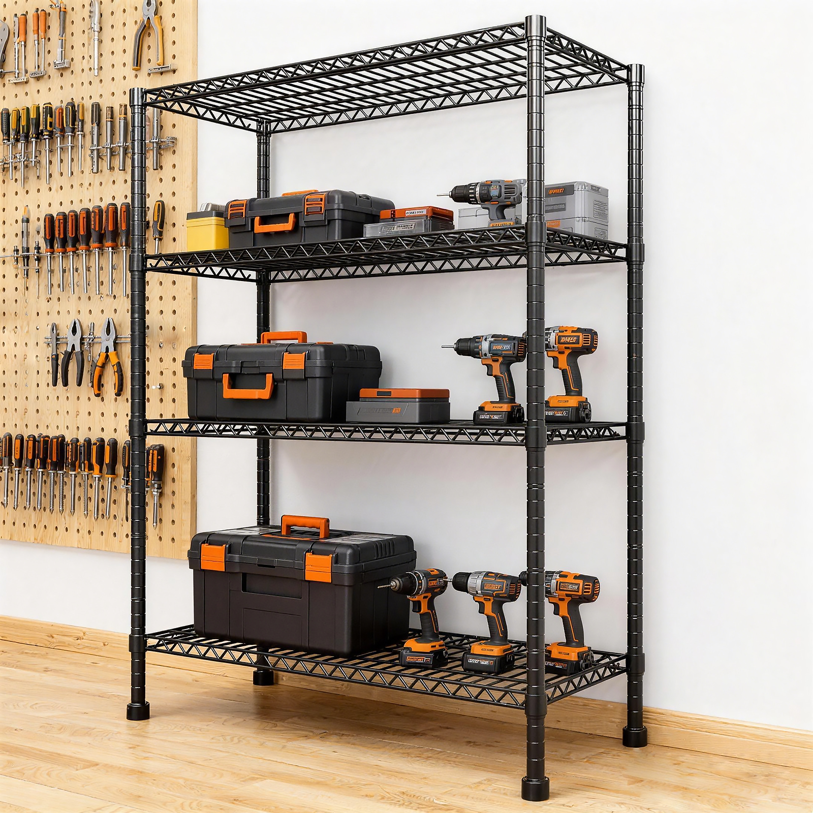 Space-Saving Storage Rack Metal Shelving Unit Adjustable Height Wire Organizer