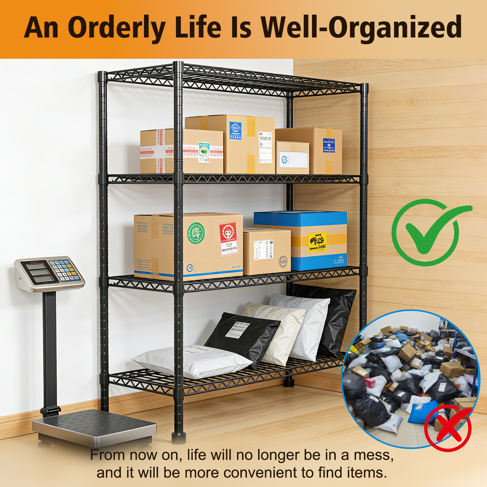 Space-Saving Storage Rack Metal Shelving Unit Adjustable Height Wire Organizer