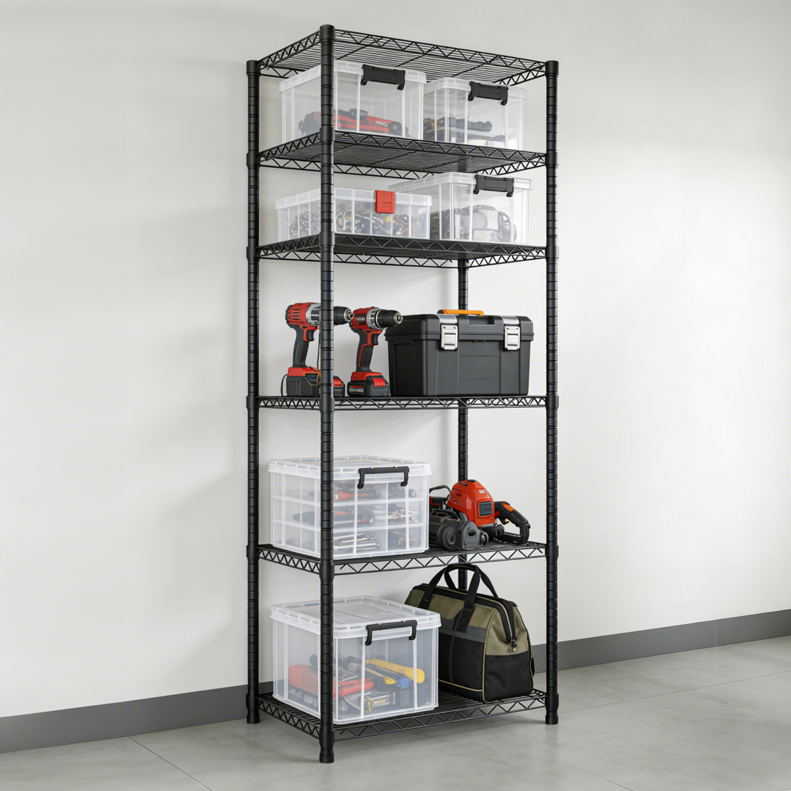 Space-Saving Storage Rack Metal Shelving Unit Wire Organizer Adjustable Height
