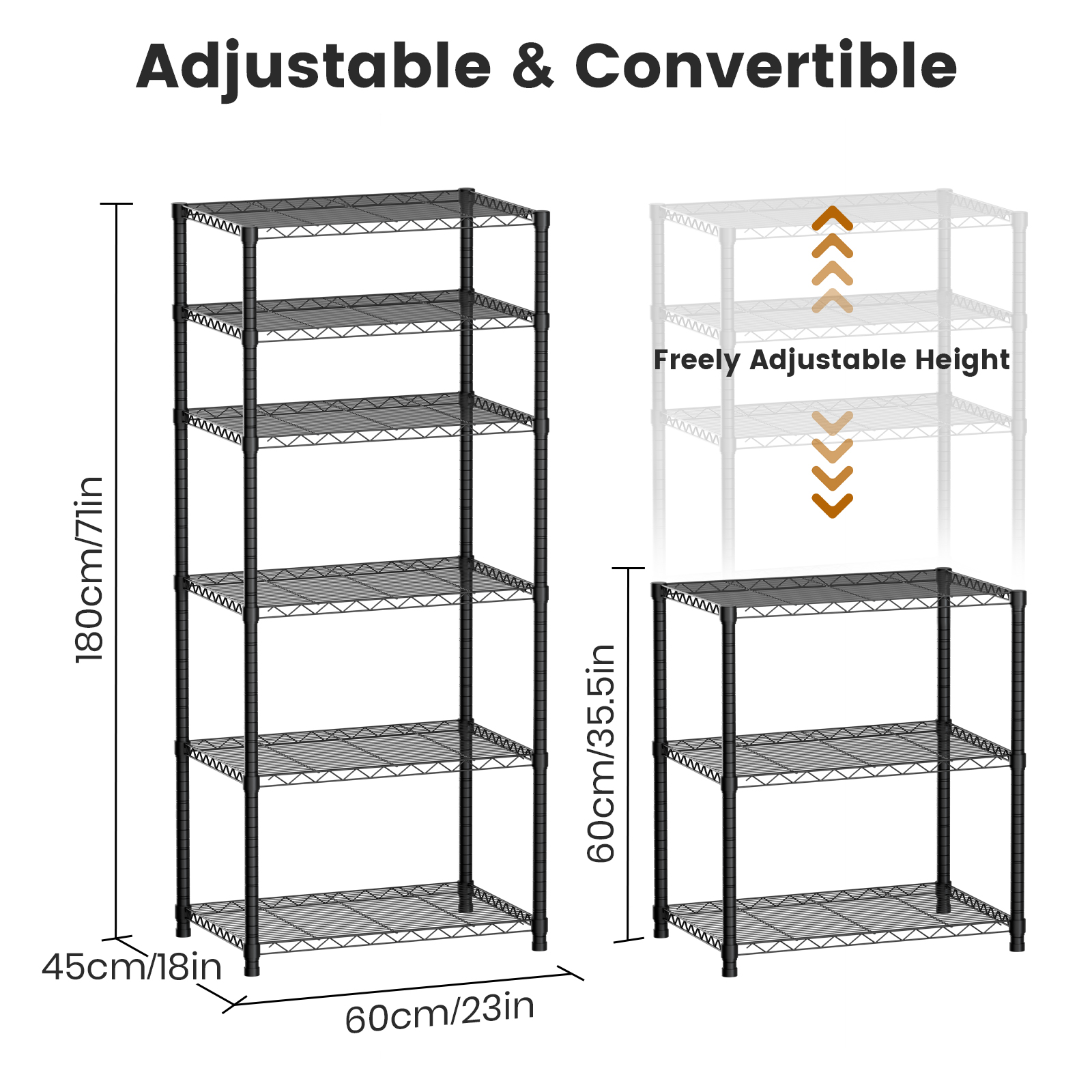 Space-Saving Storage Rack Metal Shelving Unit Wire Organizer Adjustable Height