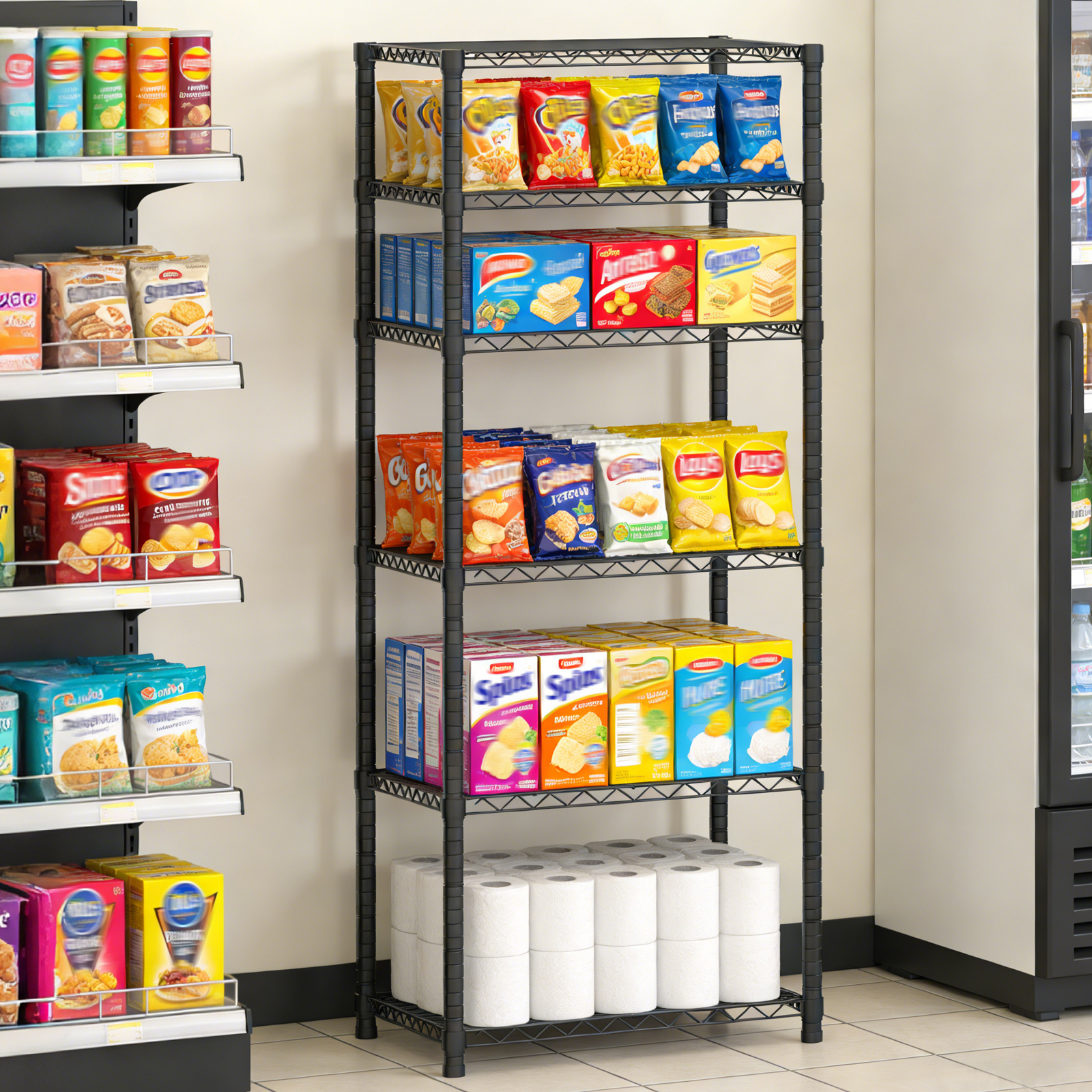 Space-Saving Storage Rack Metal Shelving Unit Wire Organizer Adjustable Height