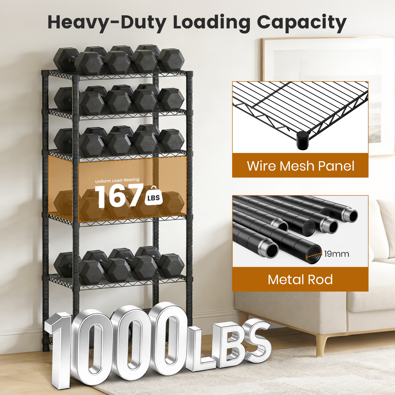 Space-Saving Storage Rack Metal Shelving Unit Wire Organizer Adjustable Height