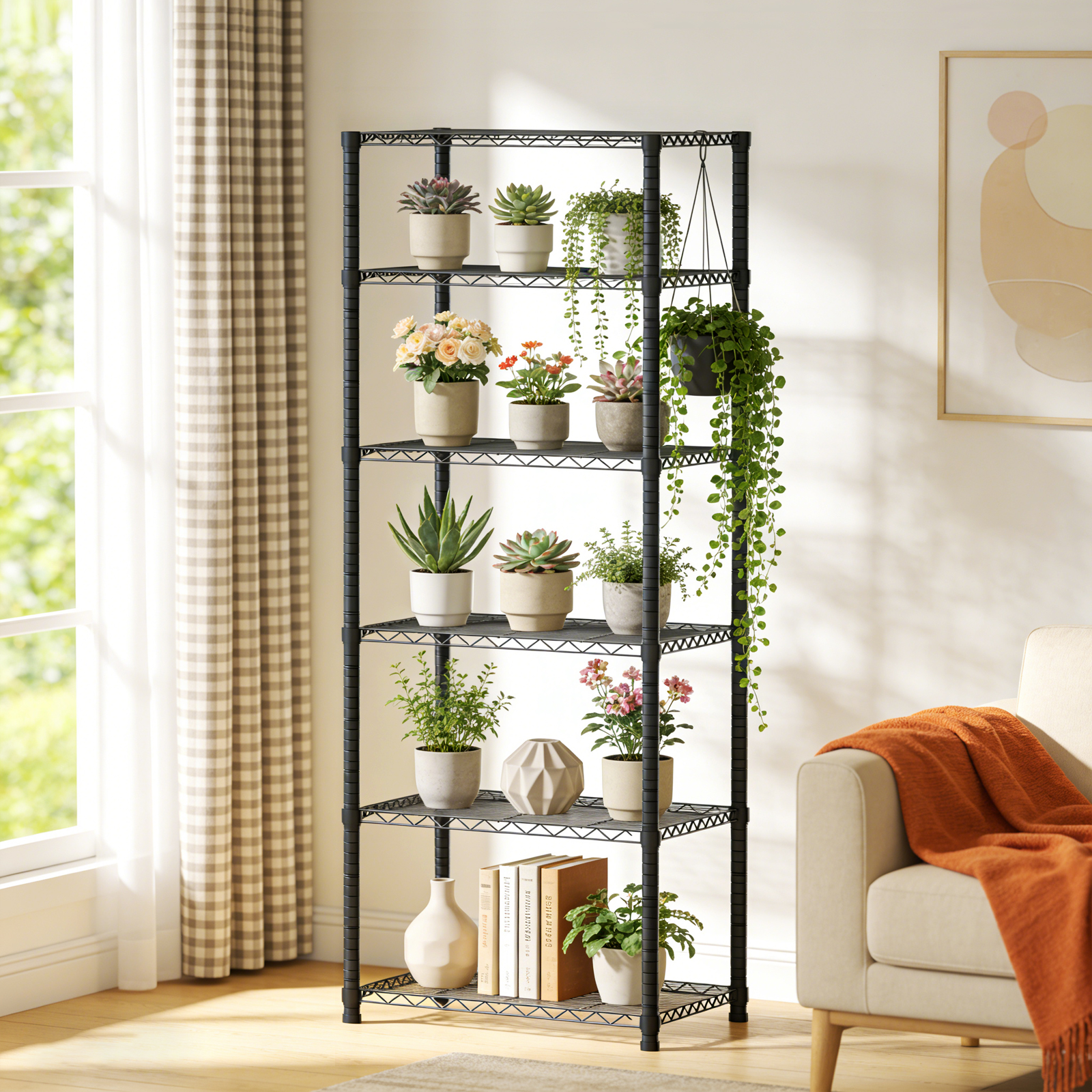 Space-Saving Storage Rack Metal Shelving Unit Wire Organizer Adjustable Height