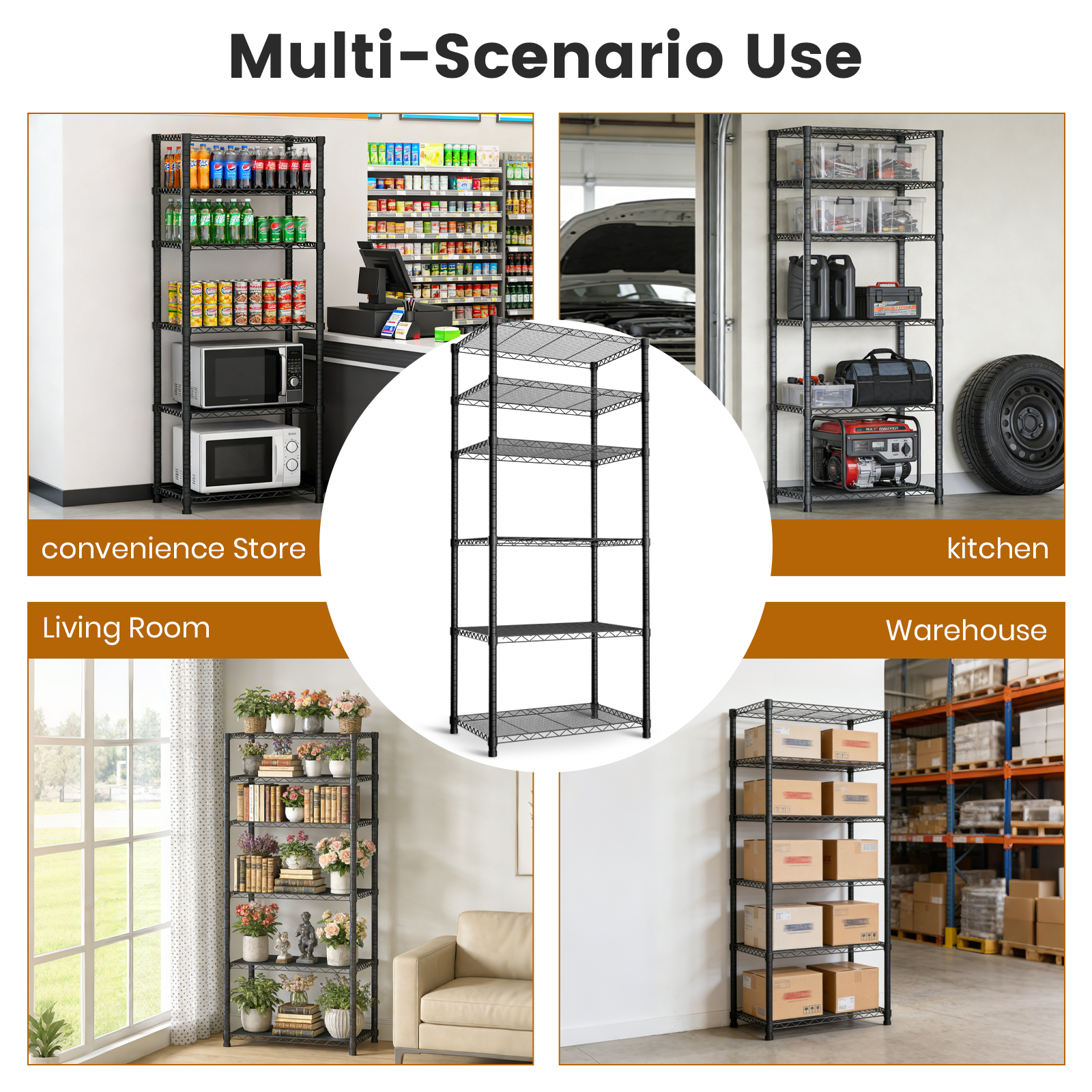 Space-Saving Storage Rack Metal Shelving Unit Wire Organizer Adjustable Height