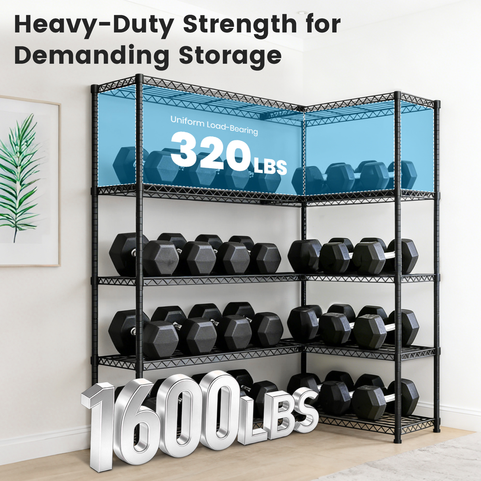 Adjustable Heavy Duty Garage Warehouse Shelving Storage Organizer Free Standing