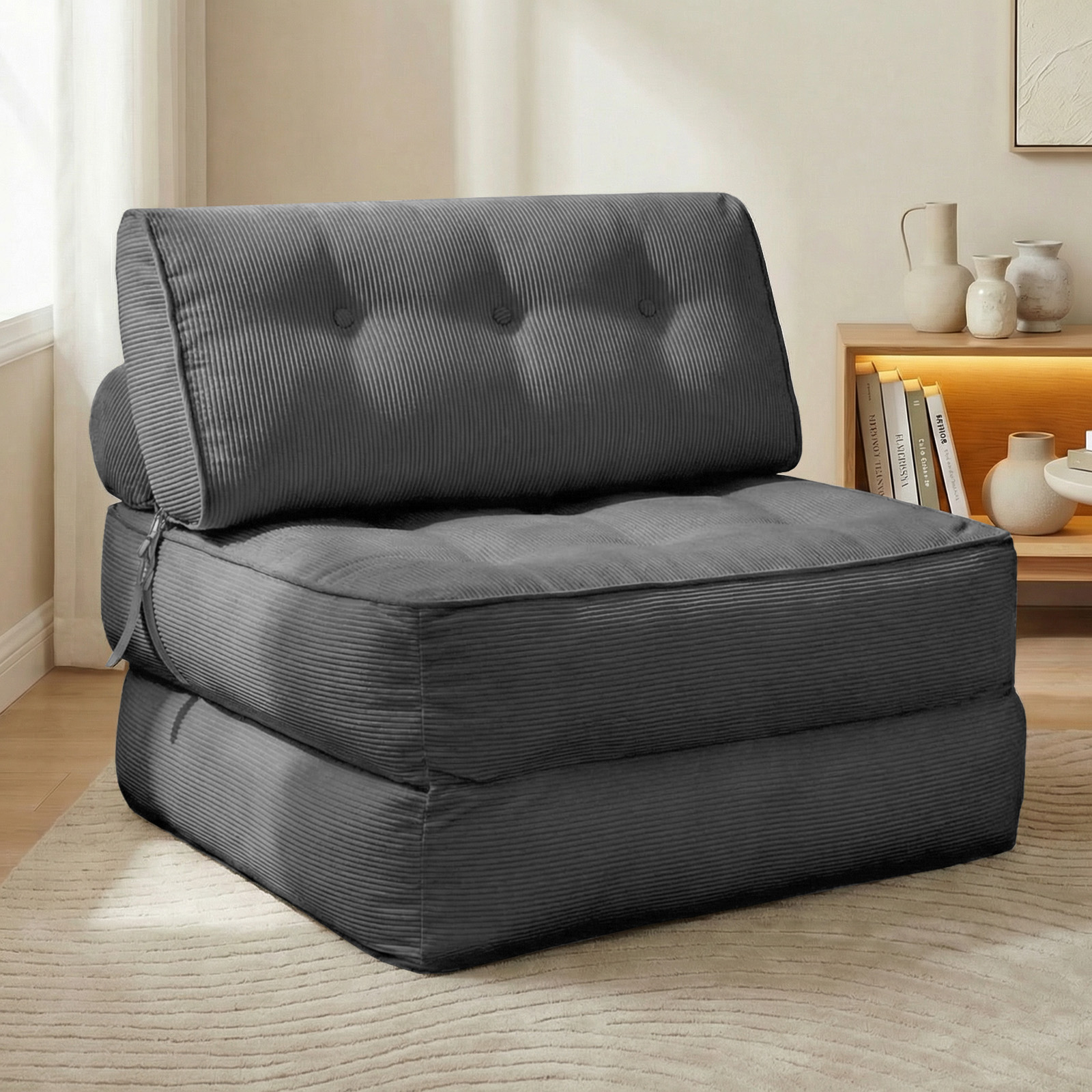 Folding Sofa Bed, 3-in-1 Convertible Sleeper Chairs with Back Headrest Support