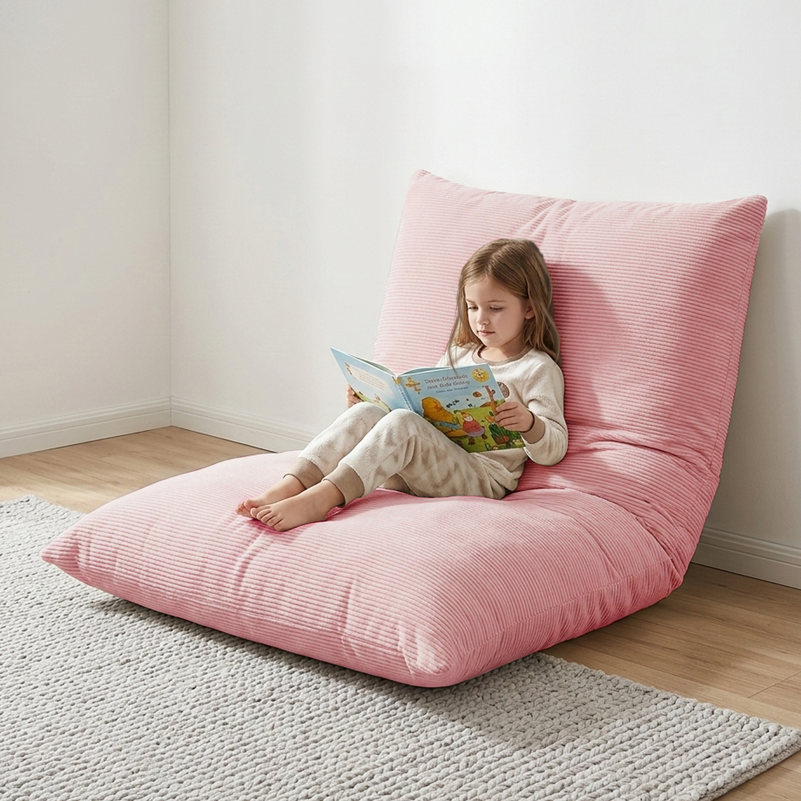 Kid Bean Bag Chair Corduroy Bed Foldable Compression Floor Lounger Sofa Washable