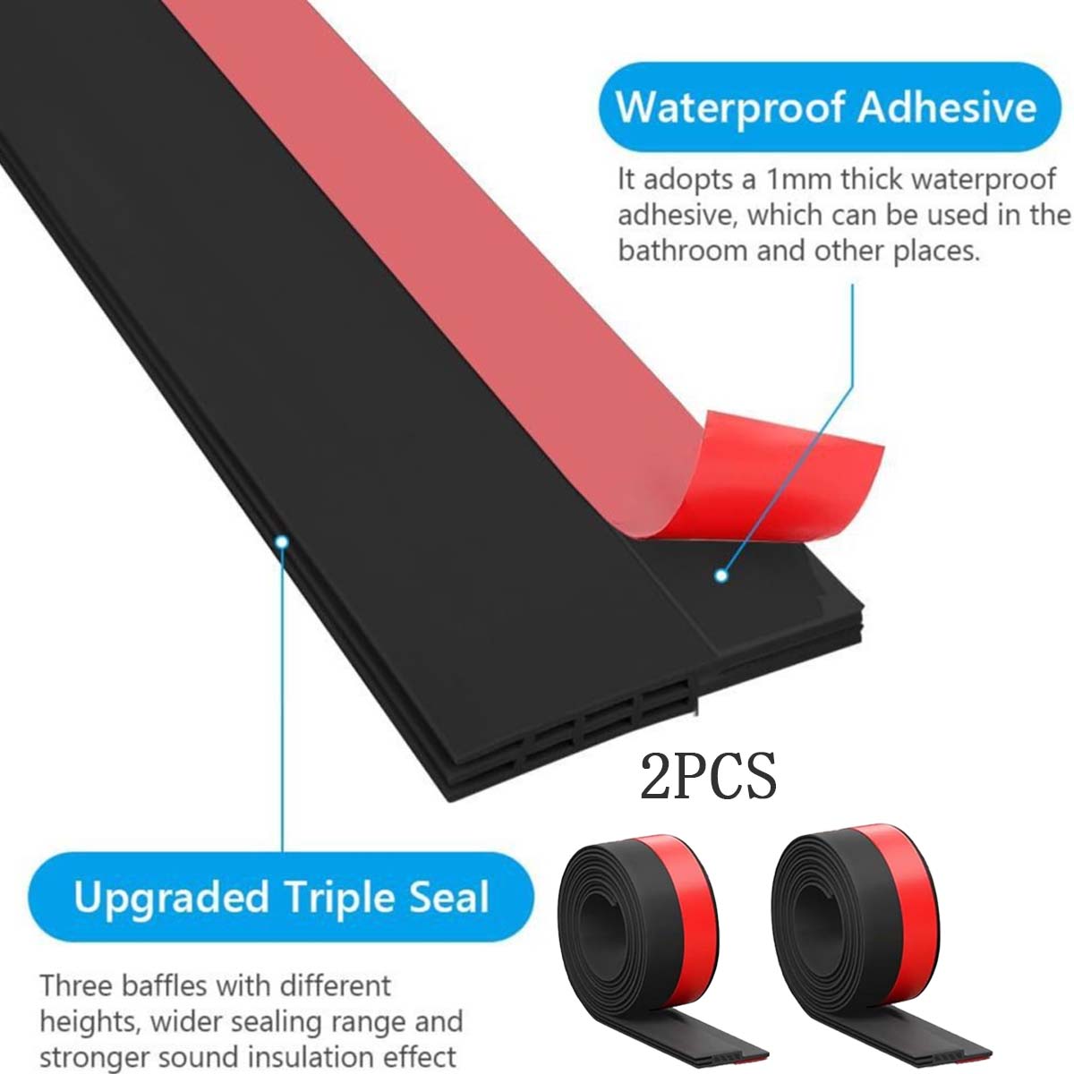 2Pack Door Draft Stopper Insulator Door Sweep Weather Stripping Noise Stopper