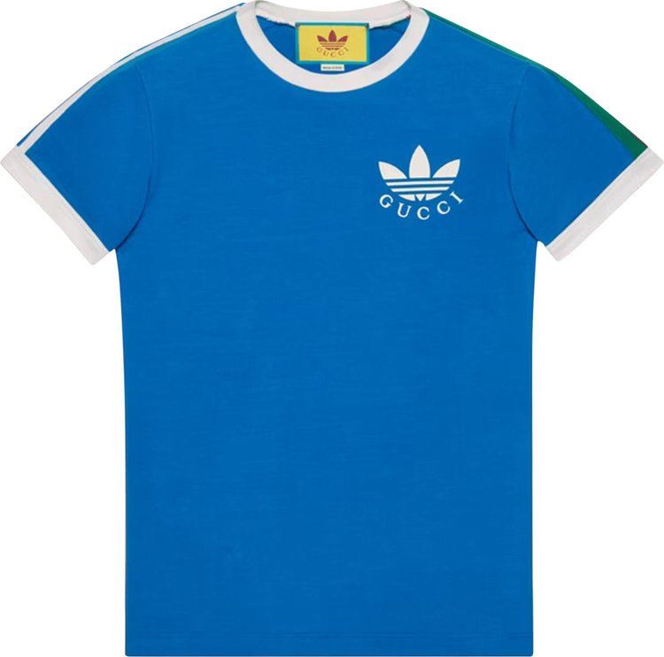 adidas x Gucci Trefoil Print T-Shirt 'Blue' 691637-XJEKL