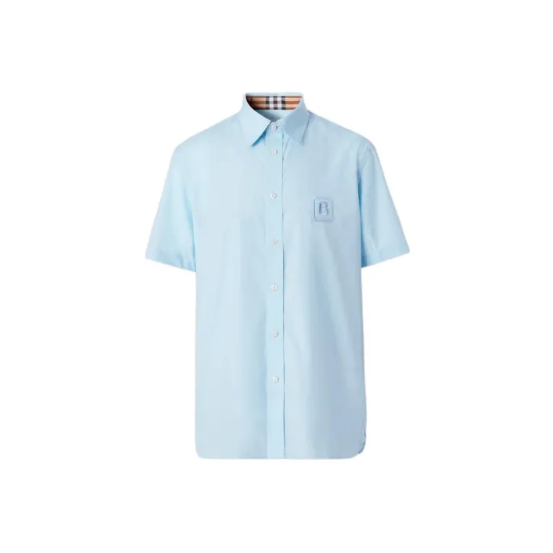 Burberry Solid Color LOGO Print Dress Shirt Men's Light Blue | eBay