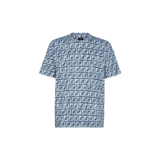 Tシャツ・カットソー FENDI T-SHIRT IN COTONE CON RICAMO FF POSTCARDS Fendi SS24 Monogram Print Casual T-shirt Men's Blue | eBay