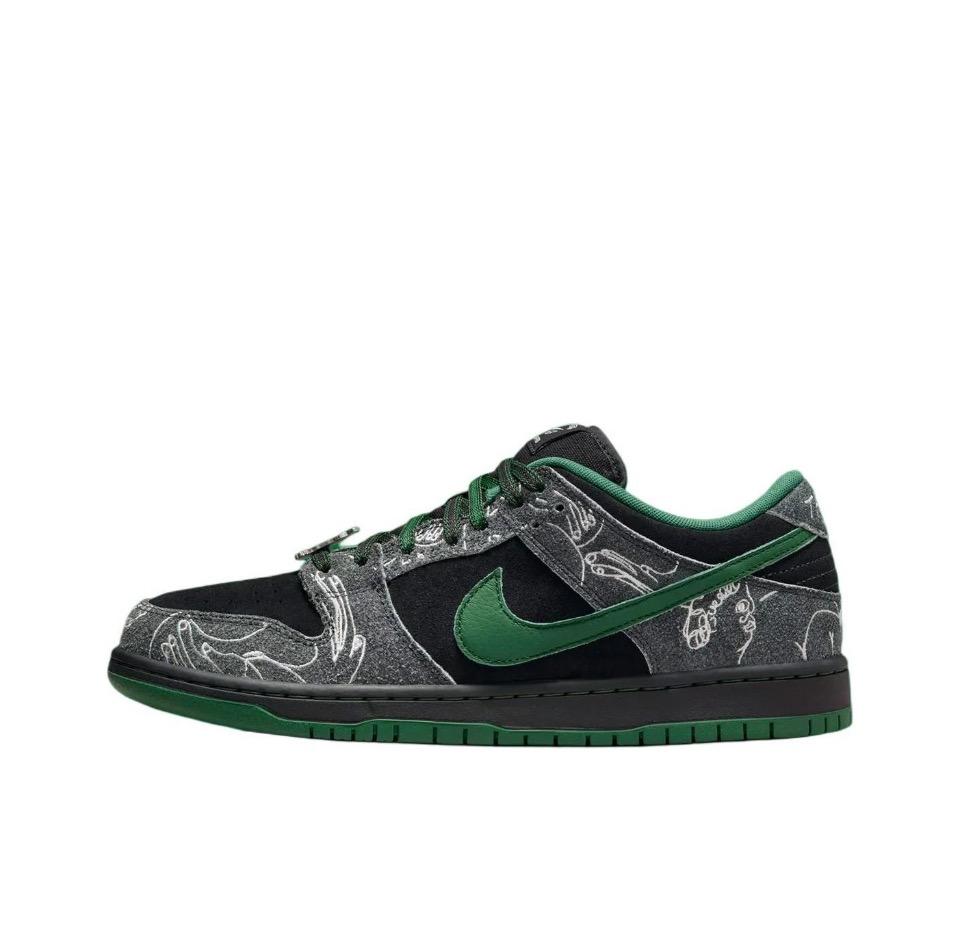 スケートボード Nike SB Dunk Low Pro Black and Green Nike THERE Skateboards x Dunk SB Low Black Gorge Green