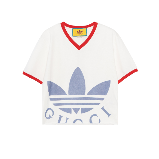 Gucci x adidas SS22 LOGO Print Cropped T-Shirt Women White