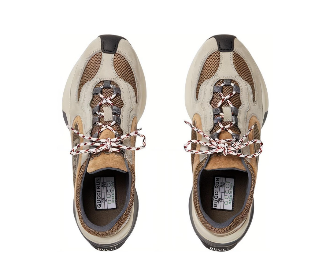 Gucci Run Lace-up Mesh Low Top Sneakers Women's Beige 746939