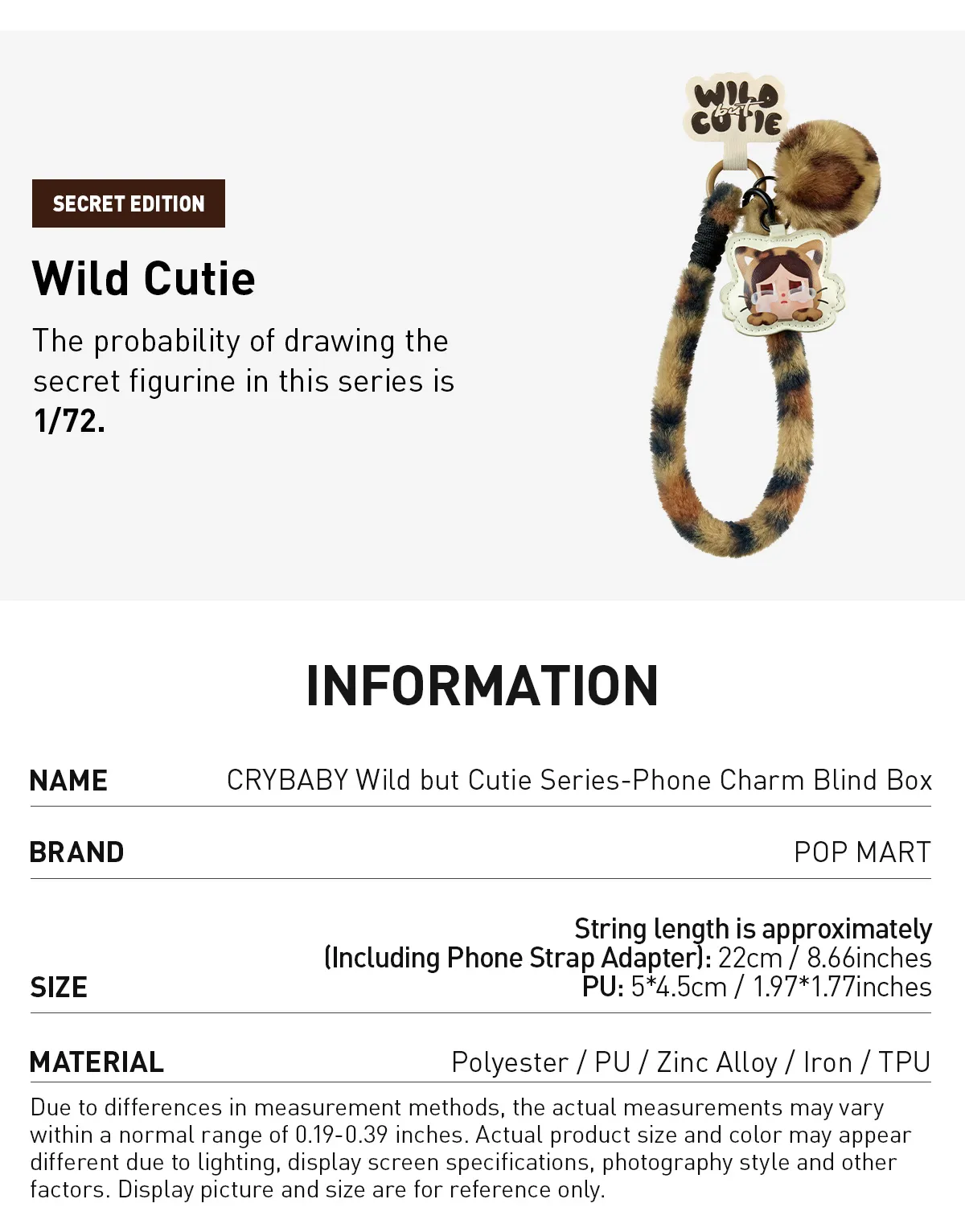 POP MART CRYBABY Wild but Cutie Series-Phone Charm Blind Box
