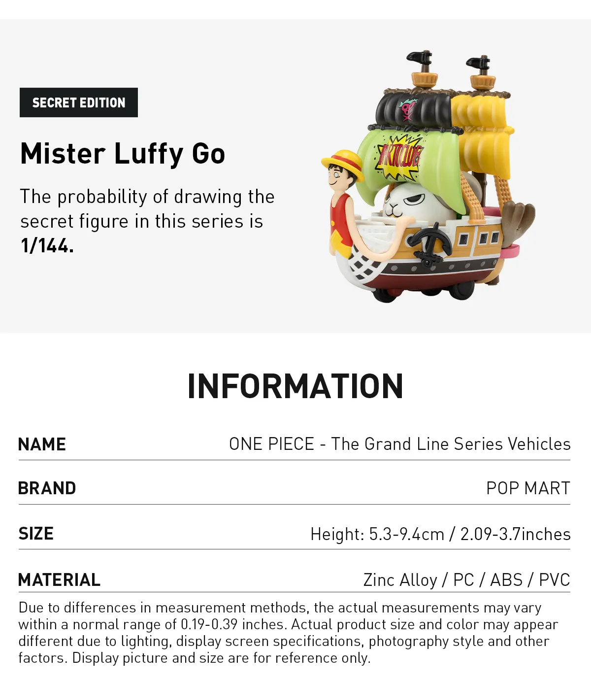 POP MART One Piece - The Grand Line Series Vehicles Authentic 2.09