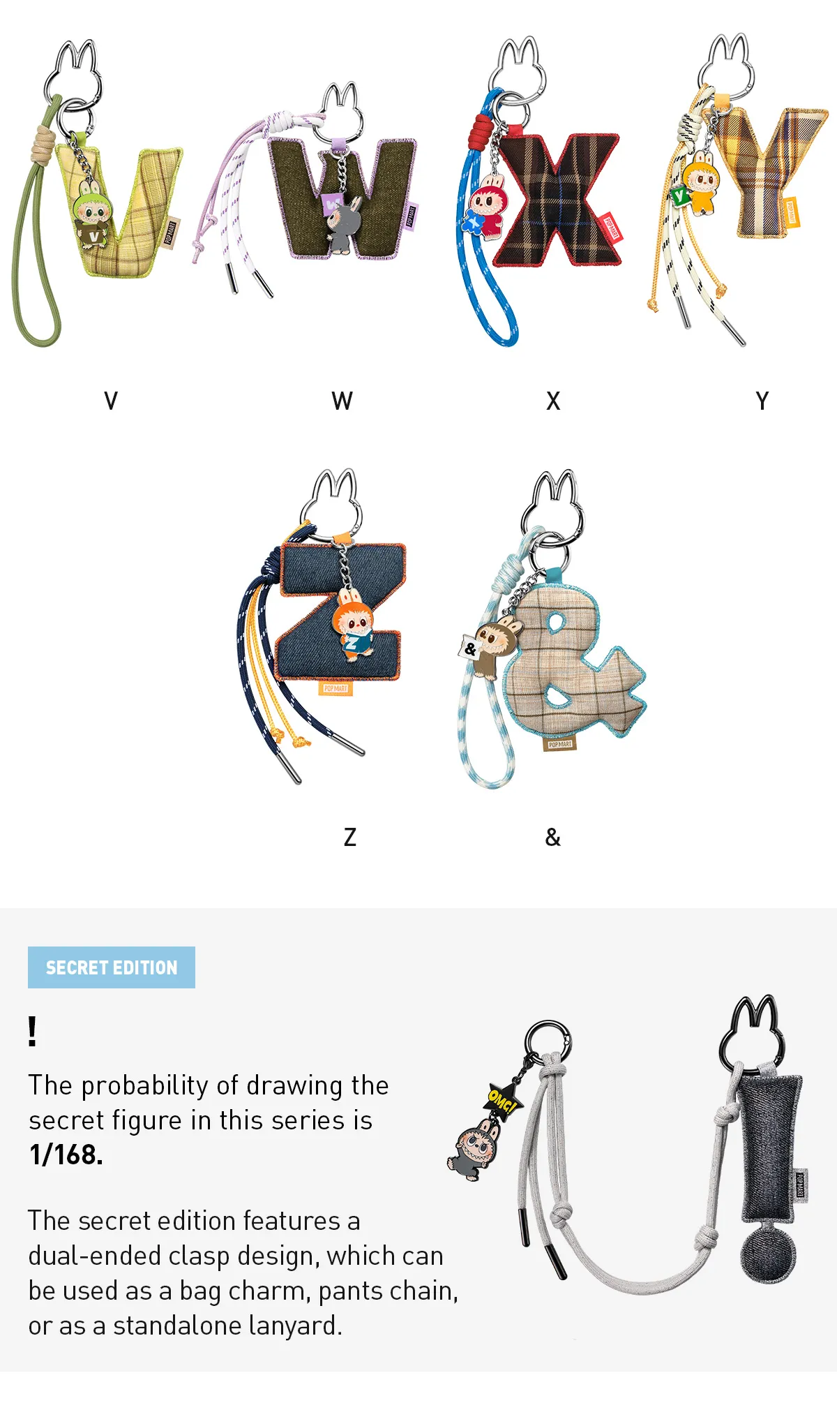 キーホルダー・アクリルキーホルダー Letter Pendant Blind Box (A-M) (N-Z) POP MART THE MONSTERS Pin for Love Series- Letter Pendant Blind