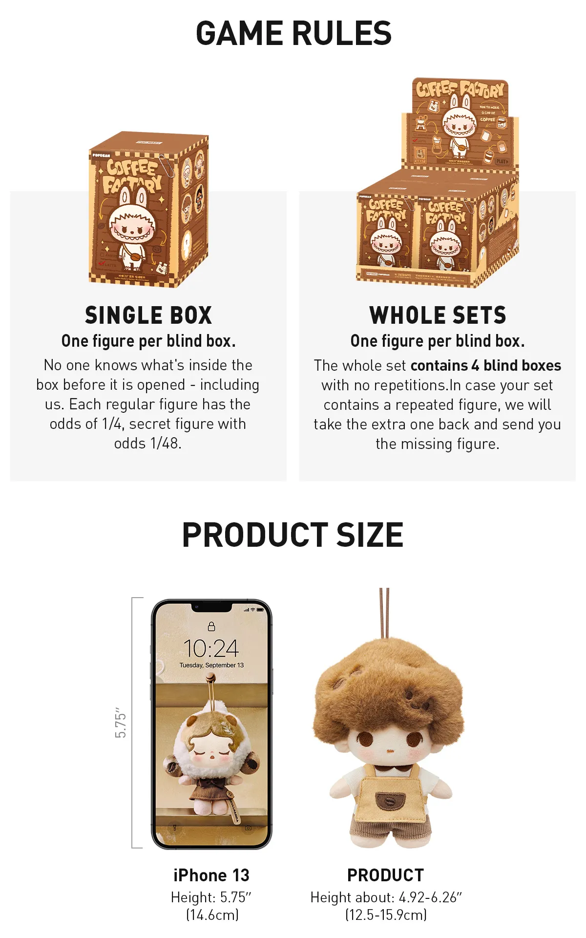 POP MART POP BEAN Coffee Factory Series-Plush Pendant 4.92-6.26