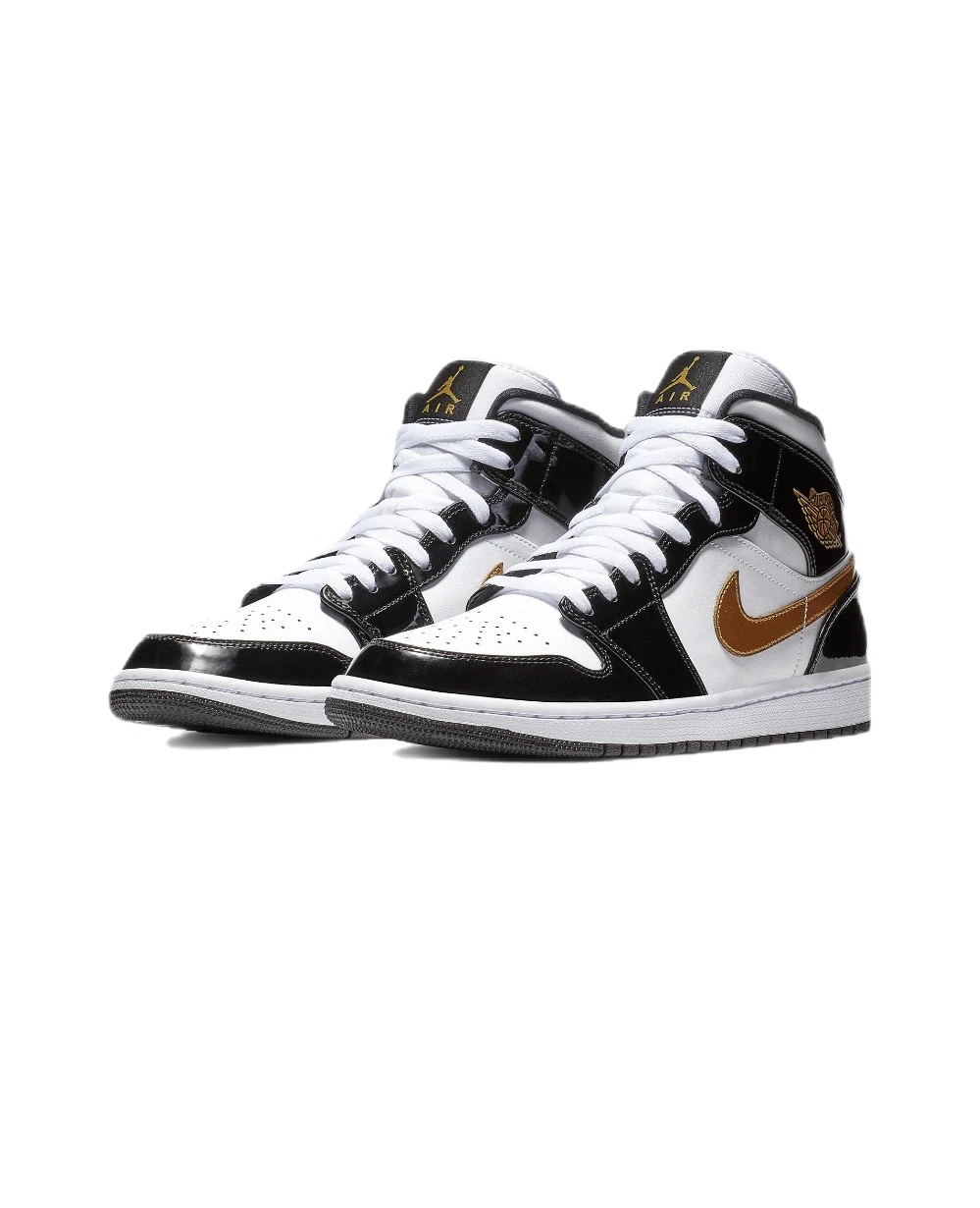 Nike Air Jordan Air Jordan 1 Mid Patent SE Black Gold Jordan 1 AJ1