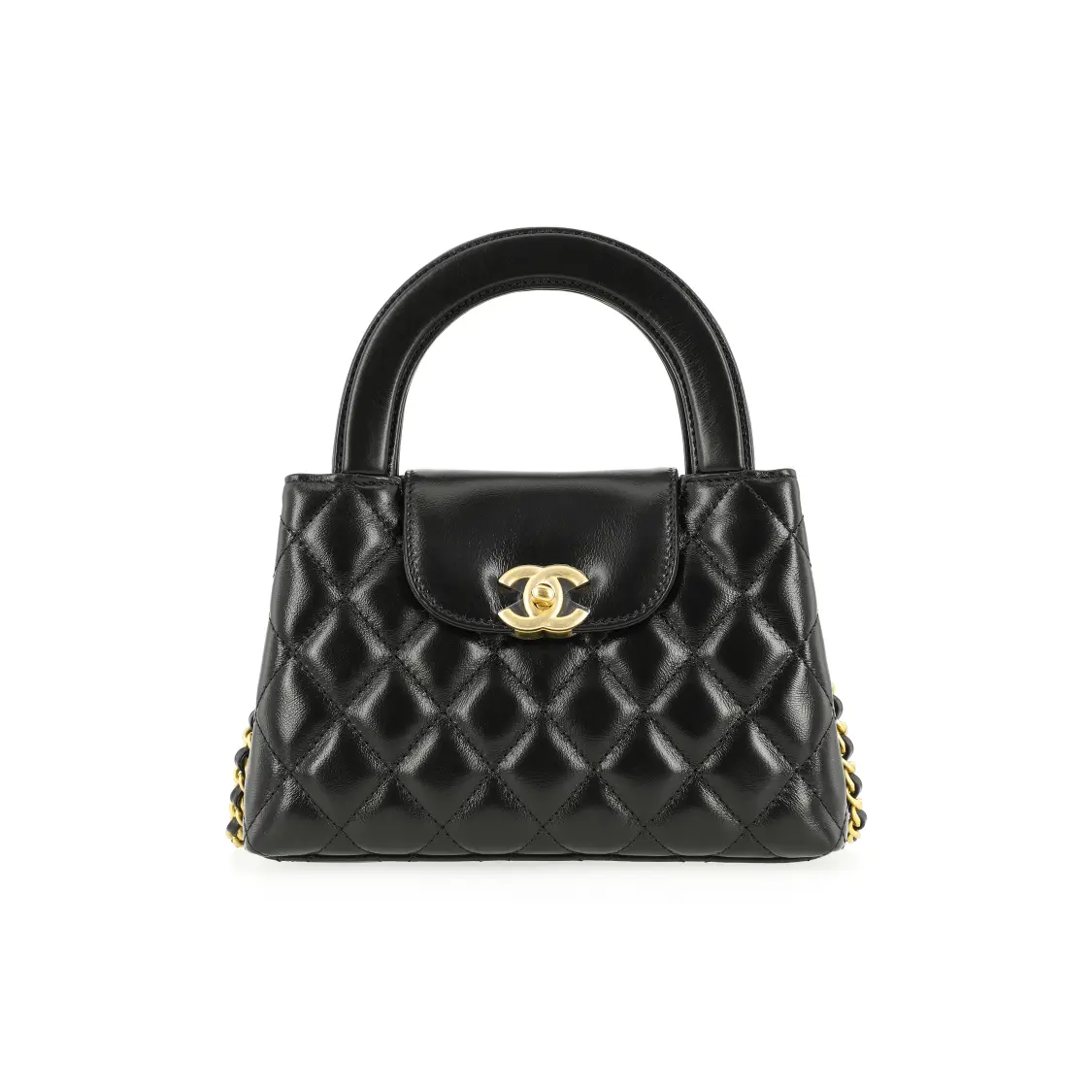 CHANEL Kelly Cross Shoulder Handbag Mini Women's Black 7.4x2.7x5