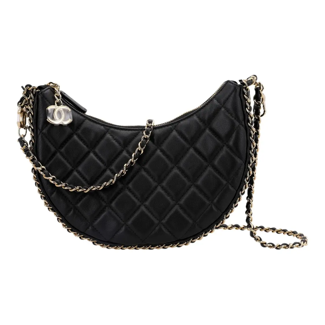 CHANEL Dumpling Bag Stray Bag Cross Shoulder Bag Women's 8.2x2.3x6