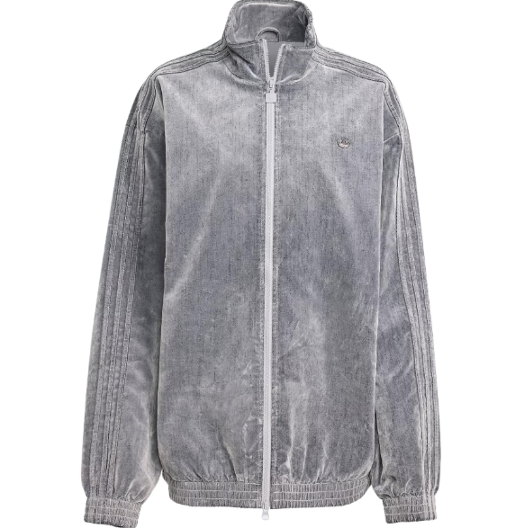 Adidas Brushed Twill Oversized Firebird Track Jacket Grey Women's