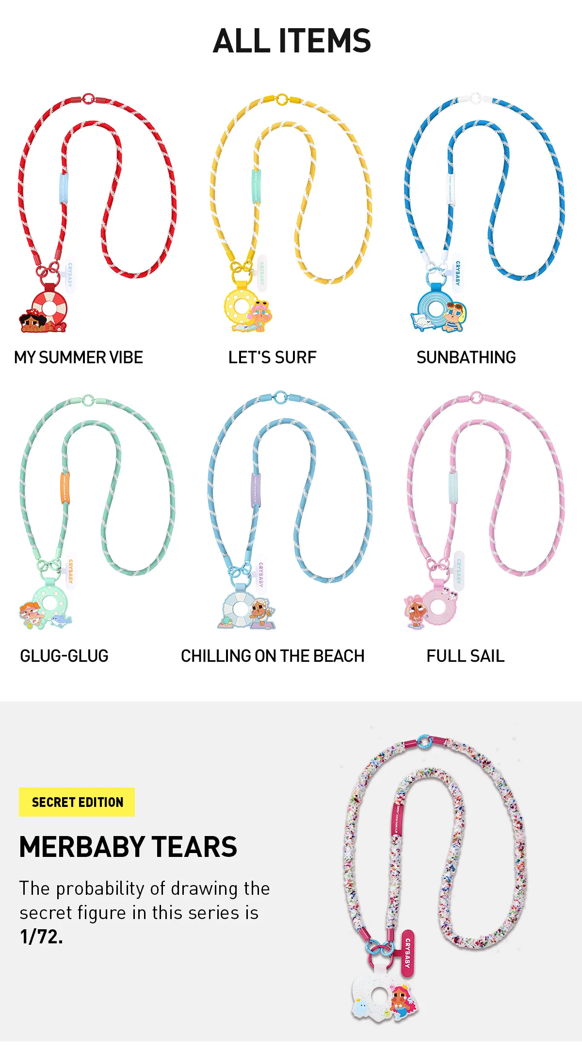 POP MART CRYBABY Vacation Mode On Series-Long Lanyard Blind Box