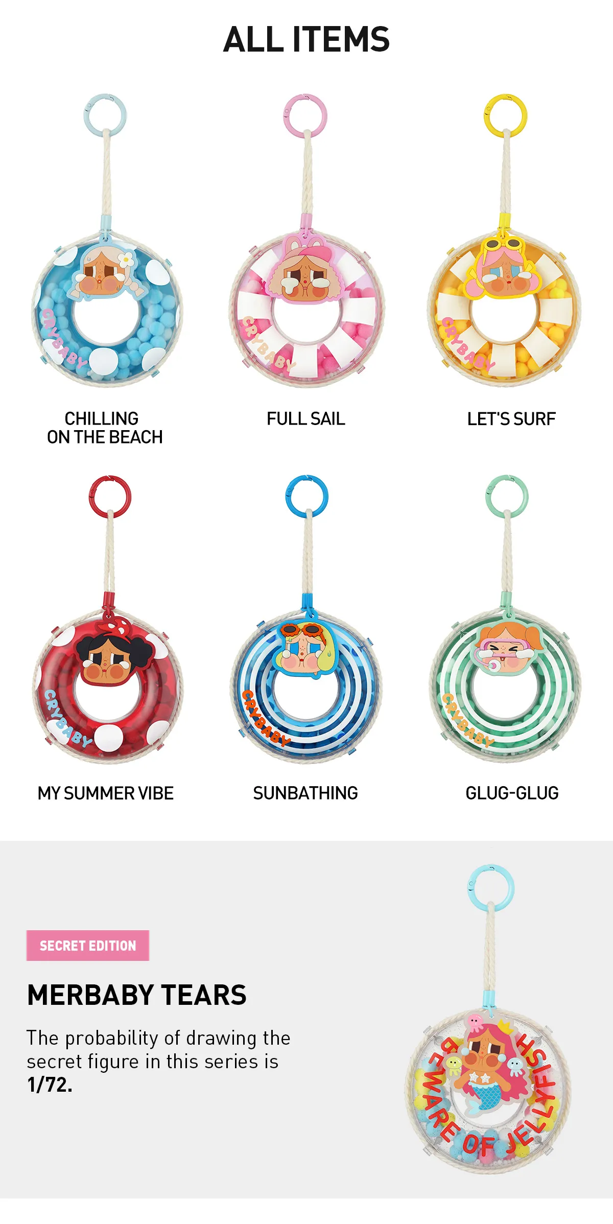 POP MART CRYBABY Vacation Mode On Series-Pendant Blind Box