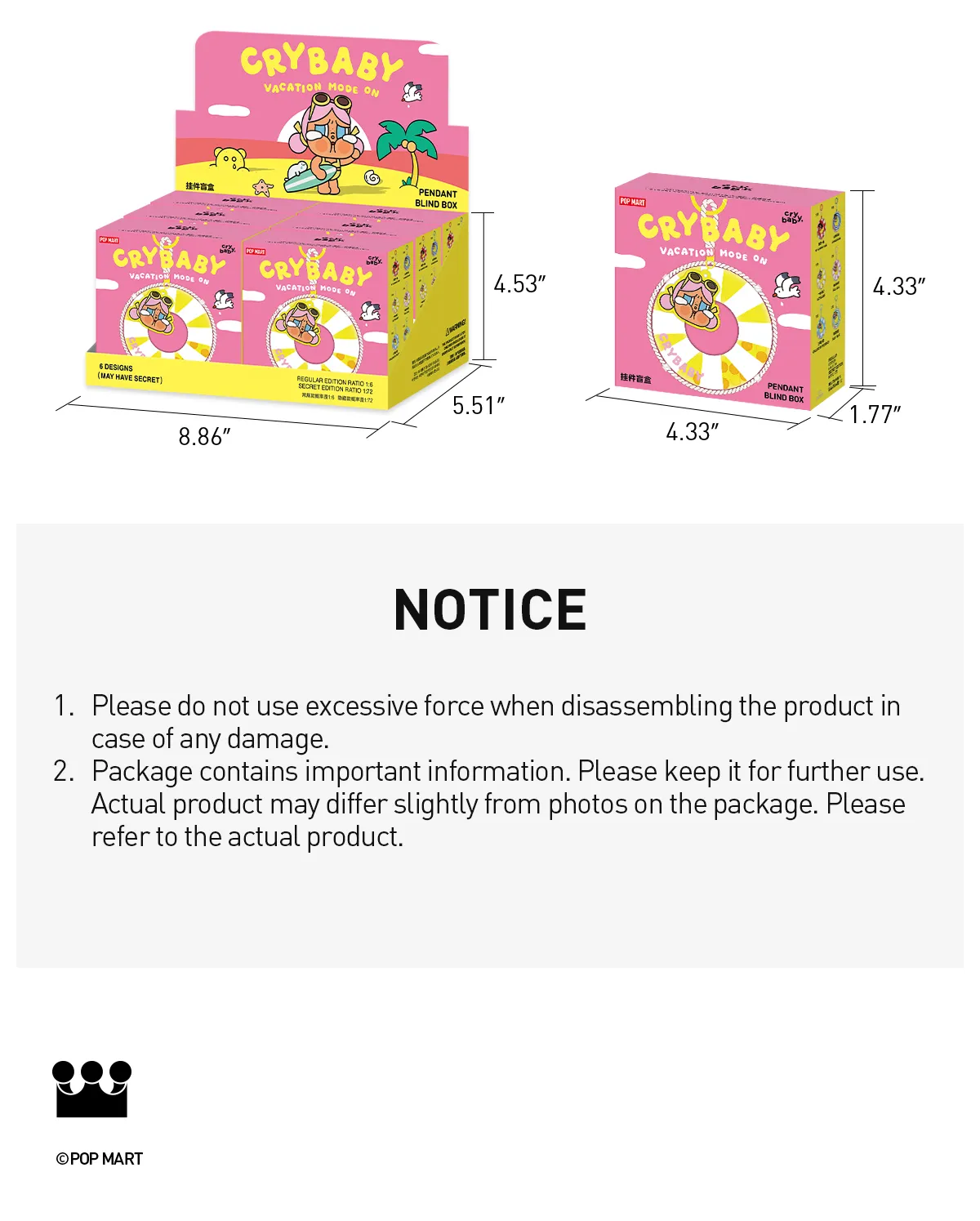 CRYBABY Vacation Mode On アソートボックス ノベルティ付 Pop Mart Crybaby Vacation Mode On Series Single Blind Box - US