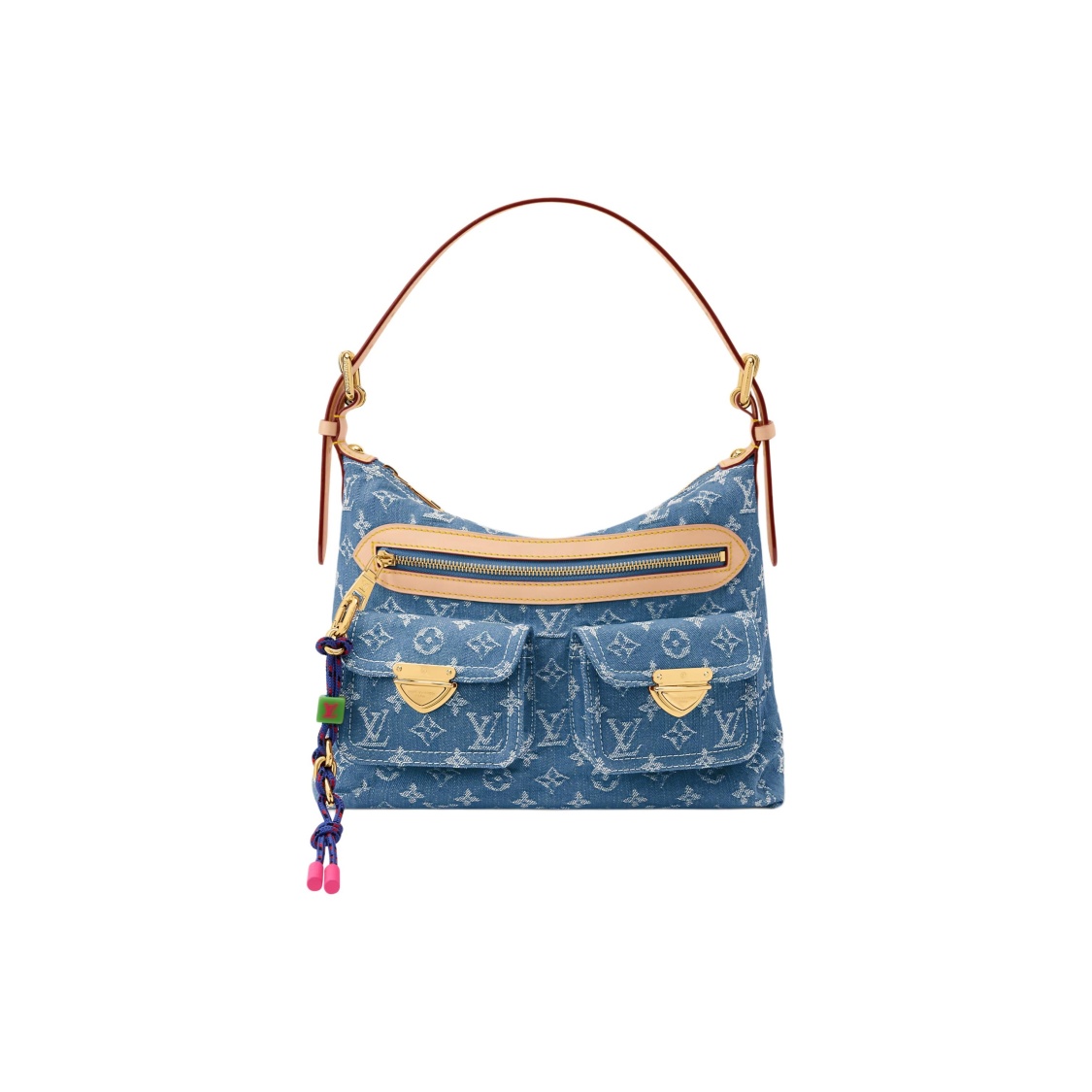 LOUIS VUITTON BAGGY Denim Shoulder Bag Women's Blue M27329 11.8x5