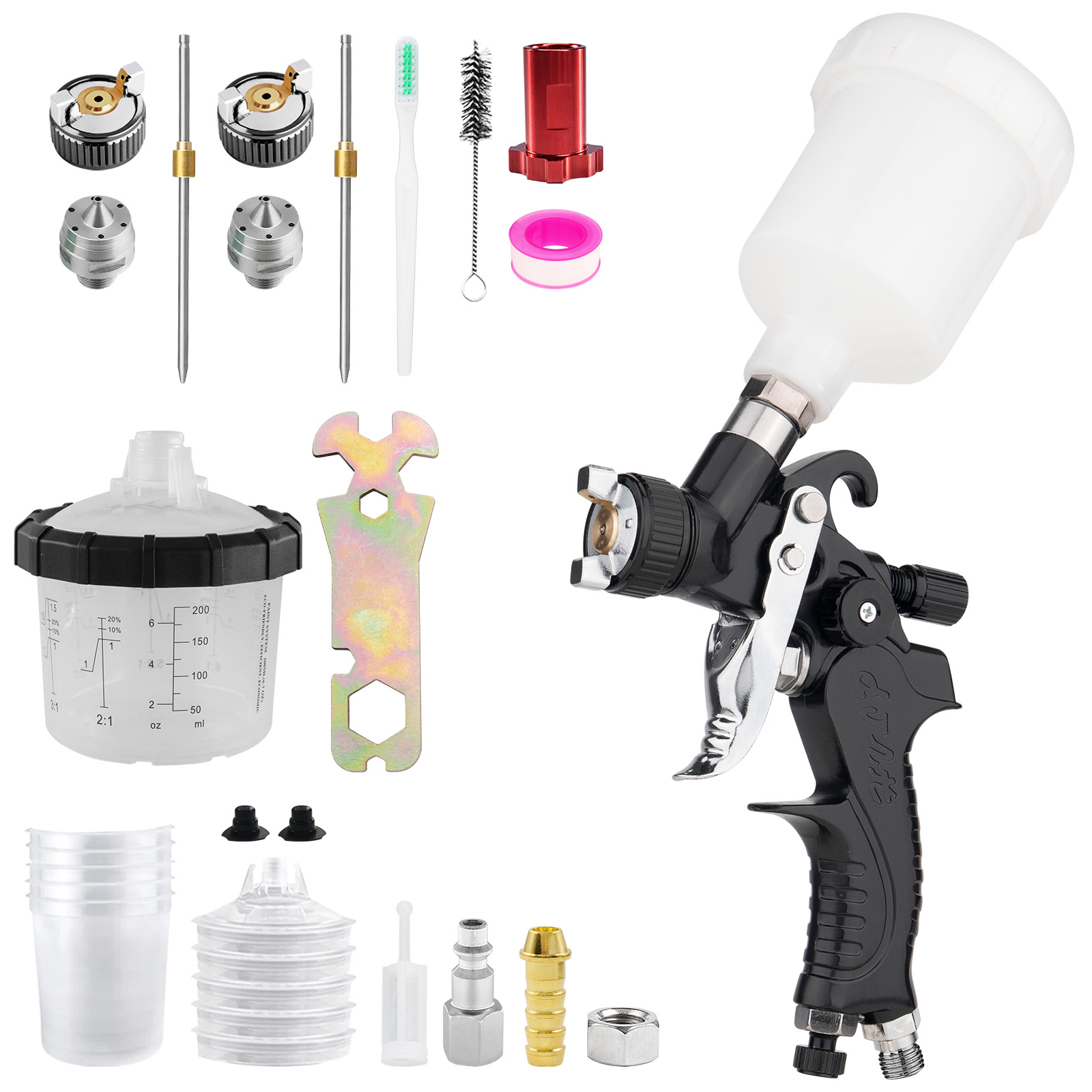 HVLP Spray Gun Kit 1.4/1.7/2.0mm, Auto Paint Gun for Cars, Furniture & DIY