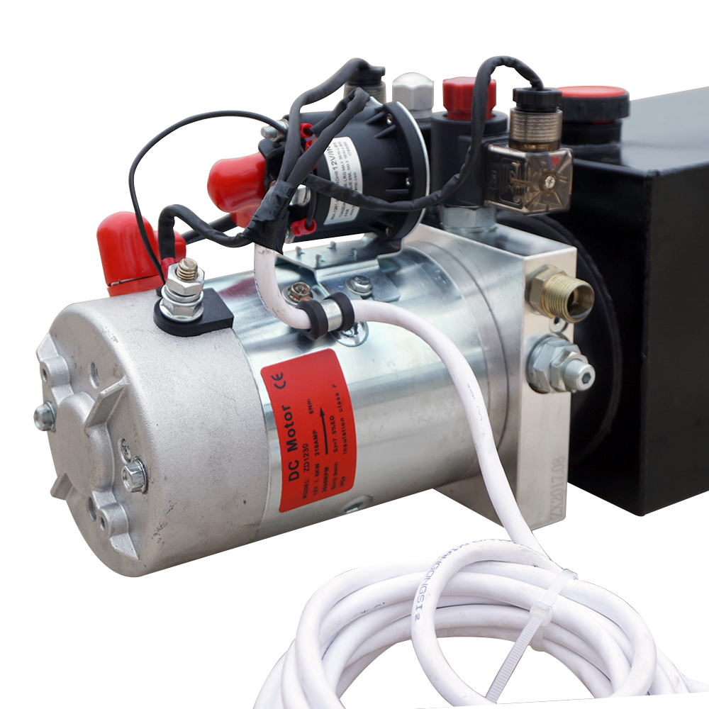 12 Volt Hydraulic Pump for Dump Trailer 8 Quart Poly Double Acting