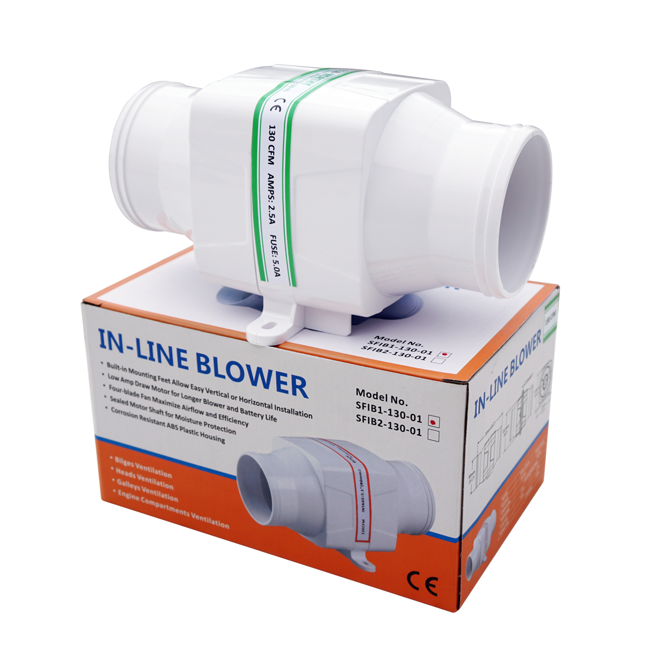 Marine Boat 12V 3" In Line Bay Bilge Air Blower Vent Fan Ventilation