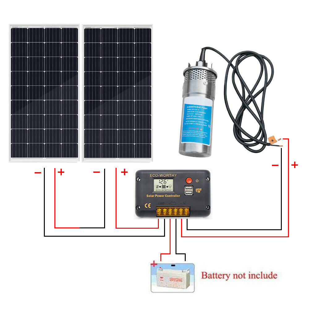 New 24V Solar Panel Deep Water Well Pump S/Steel Submersible Pump 20A