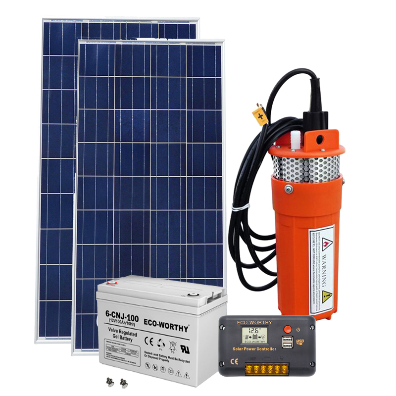 200W Solar Panel+24V Deep Well Water Pump & Controller &Sealed Lead