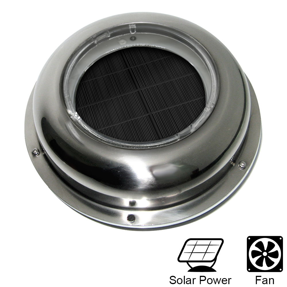 Solar Powered Vent Fan Ventilation Exhaust Stainless Steel f Boat Roof