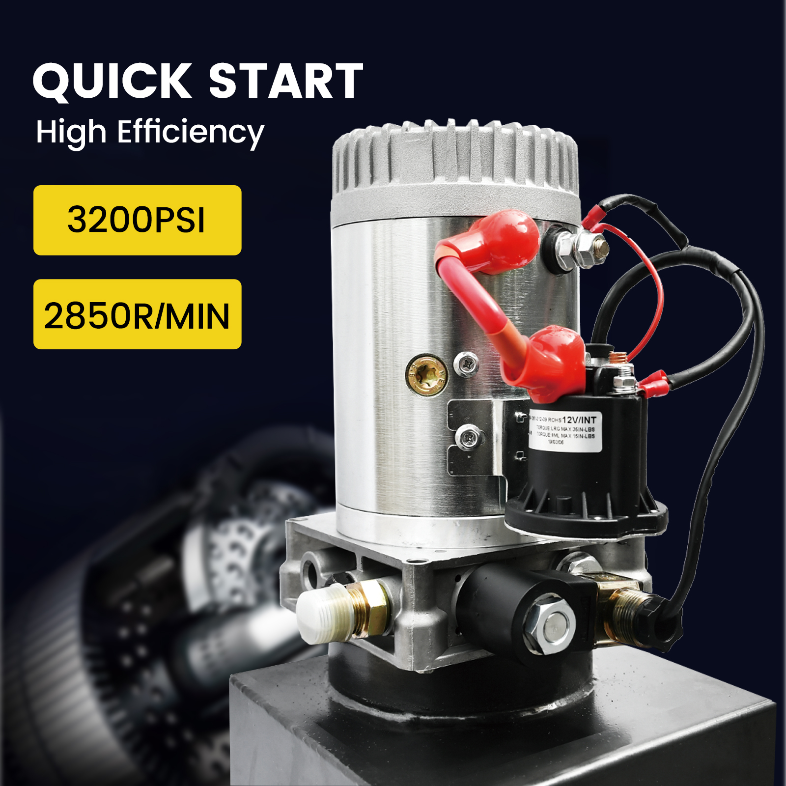 New Single Acting Hydraulic Pump DC 12V Dump Trailer 6 Quart 3200 PSI