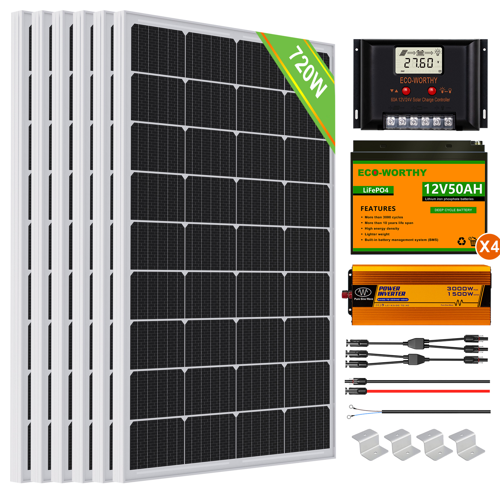 130W 12V Flexible Solar Panel Kit 20A LCD Controller for Caravan RV ...